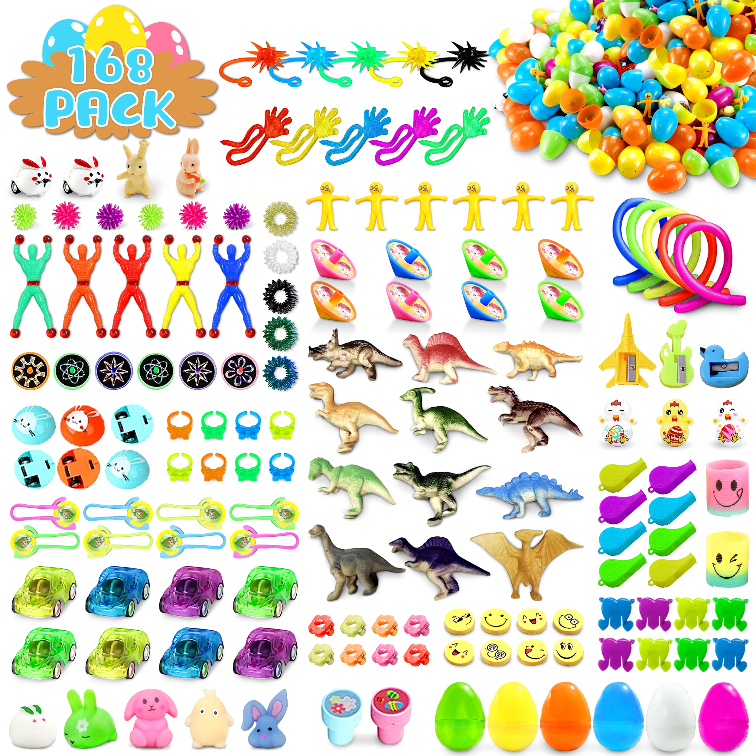 168 Packs Prefilled Easter Eggs with Toys Inside - Bulk Stuffed Easter Eggs for Easter Egg Hunt, Easter Basket Stuffers, Party Favors & Kids Gifts - Perfect for Easter Celebrations, Classroom Activities & Birthday Parties