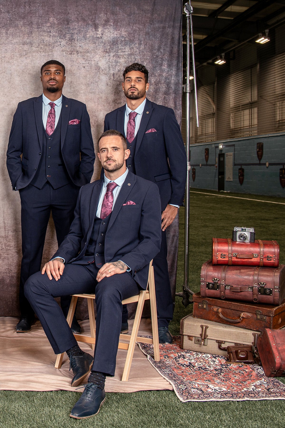 BROMLEY Navy Check Three Piece Suit - Premium Wool Blend Business Formal Attire for Men | Perfect for Weddings, Office Meetings & Special Occasions