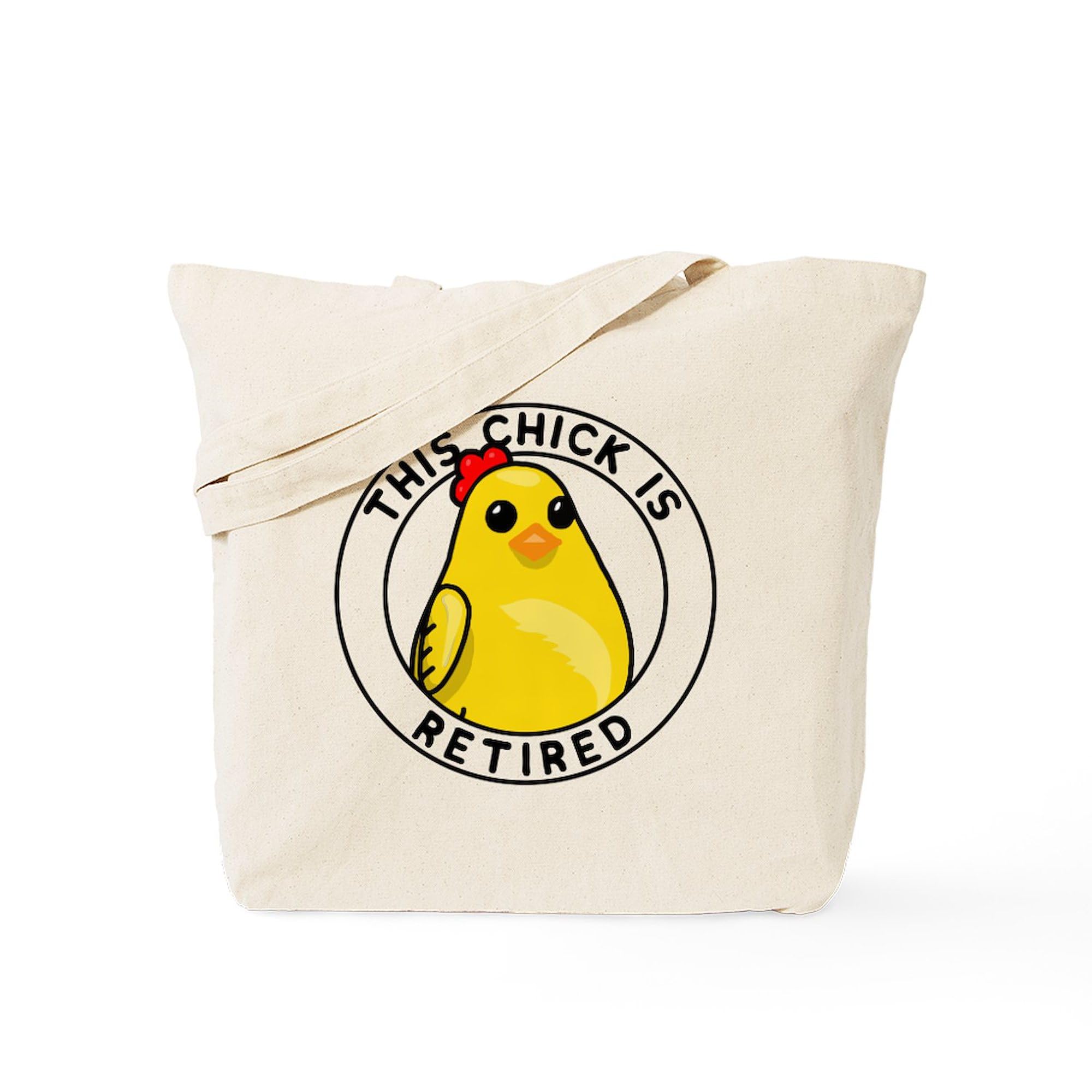 Retired Chick Tote Bag - Natural Canvas Reusable Shopping Bag for Women | Eco-Friendly Grocery Bag for Retirees, Beach Trips & Daily Errands