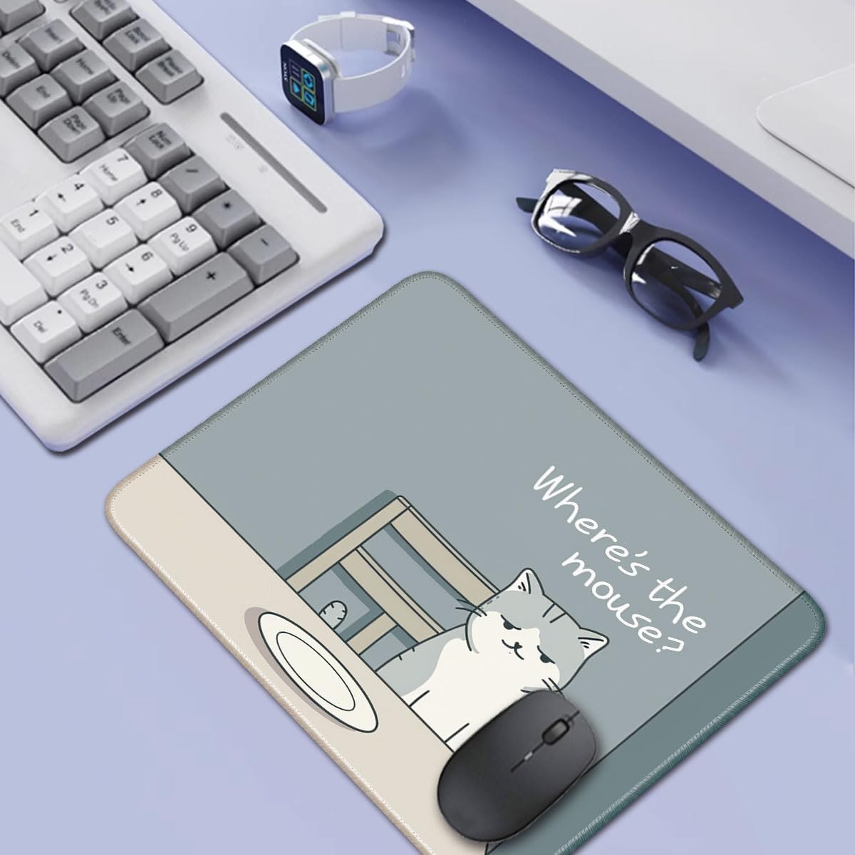 Non-Slip Gaming Mouse Pad with Cat Design - 8x10 Inch Ergonomic Computer Mousepad for PC, Laptop & Gamers - Perfect for Office Work, Gaming Sessions & Home Decor