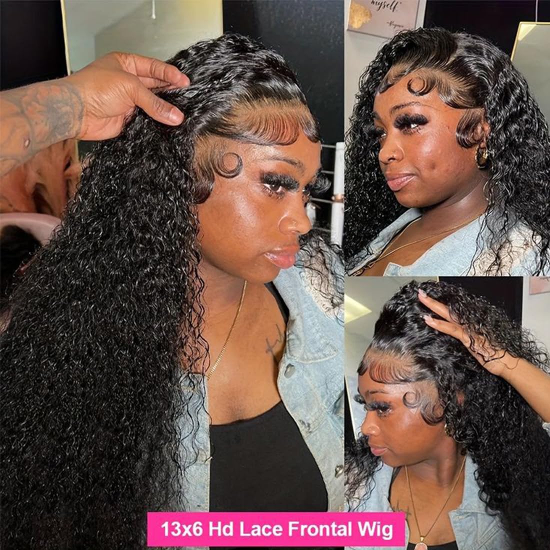13x6 HD Lace Front Human Hair Wig - 200% Density Mongolian Curly Virgin Hair with Baby Hair & Pre-Plucked Hairline | Glueless Unprocessed Curly Wig for Black Women (22 Inch) | Perfect for Daily Wear, Parties, Cosplay & Special Occasions