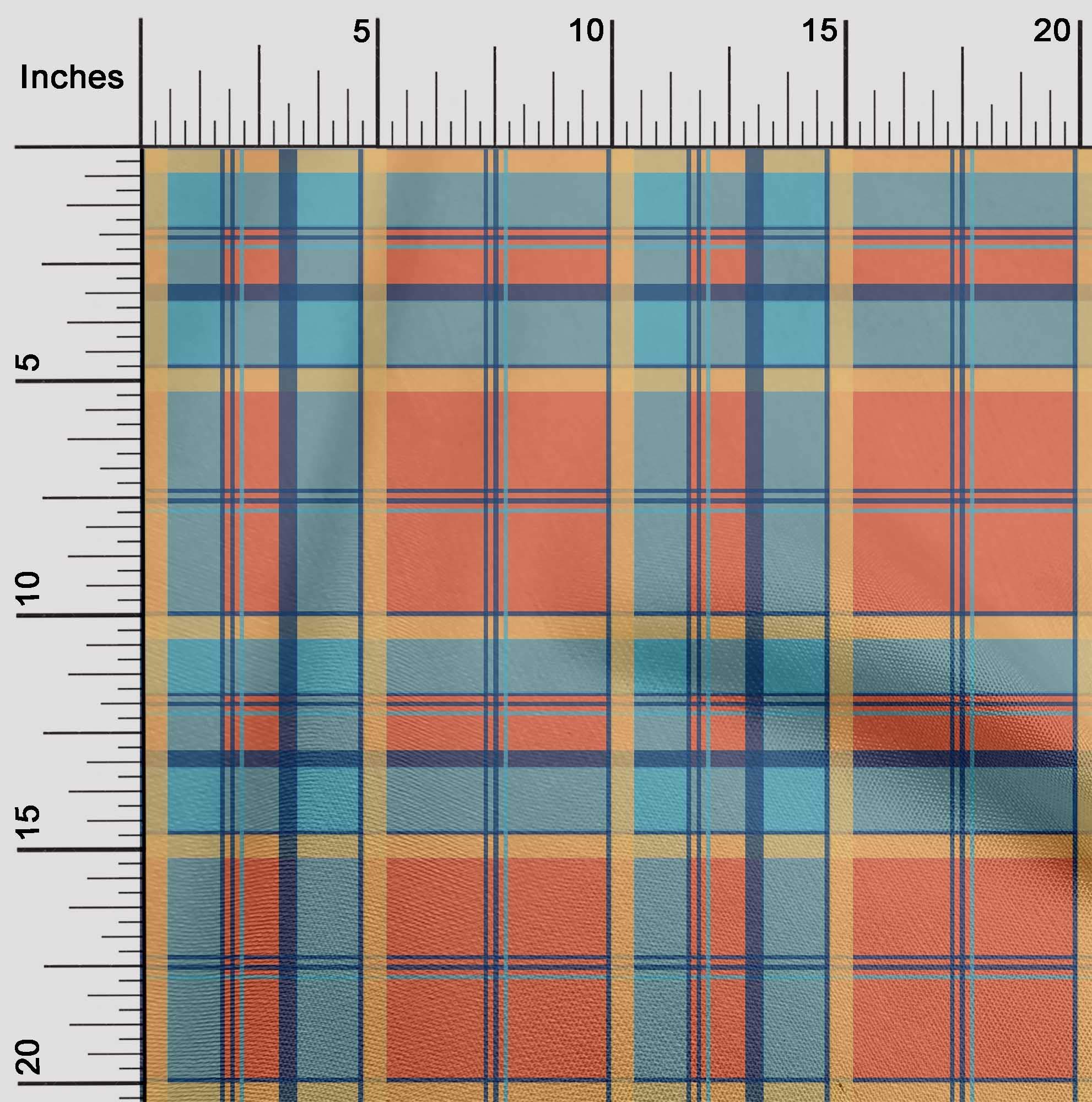 oneOone Polyester Spandex Dark Peach Madras Check Dress Fabric - 56 Inch Wide Printed Material by The Yard | Perfect for Summer Dresses, Skirts & DIY Fashion Projects