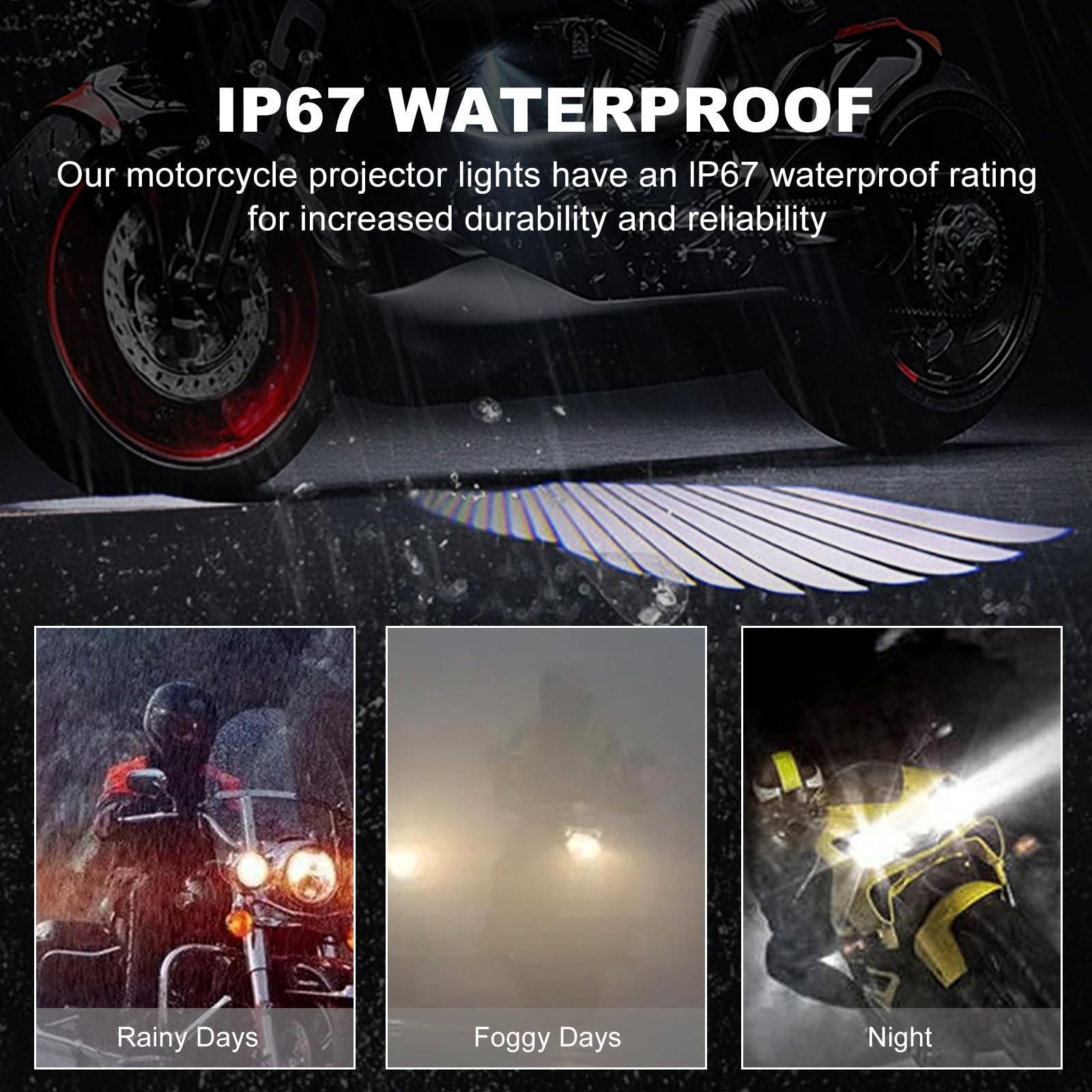 2Pcs Motorcycle Angel Wings Projection Light Kit - White LED Angel Wing Lights for Harley, Scooter & Electric Bikes - Enhance Night Riding Safety & Style for Motorcycle Enthusiasts