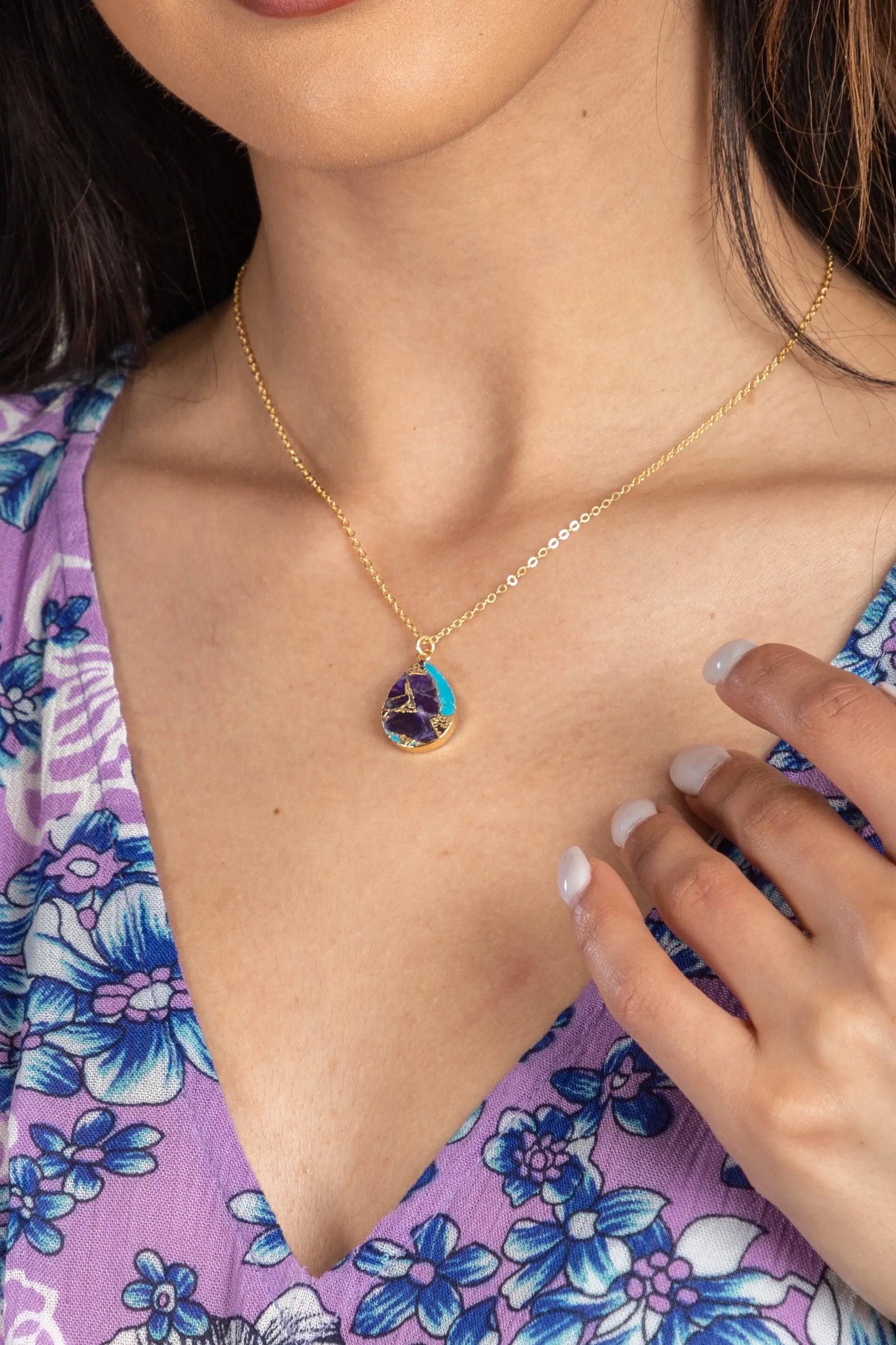 Mojave Triangle Stone Pendant Necklace for Women - Natural Gemstone Jewelry - Boho Chic Accessories for Everyday Wear & Special Occasions