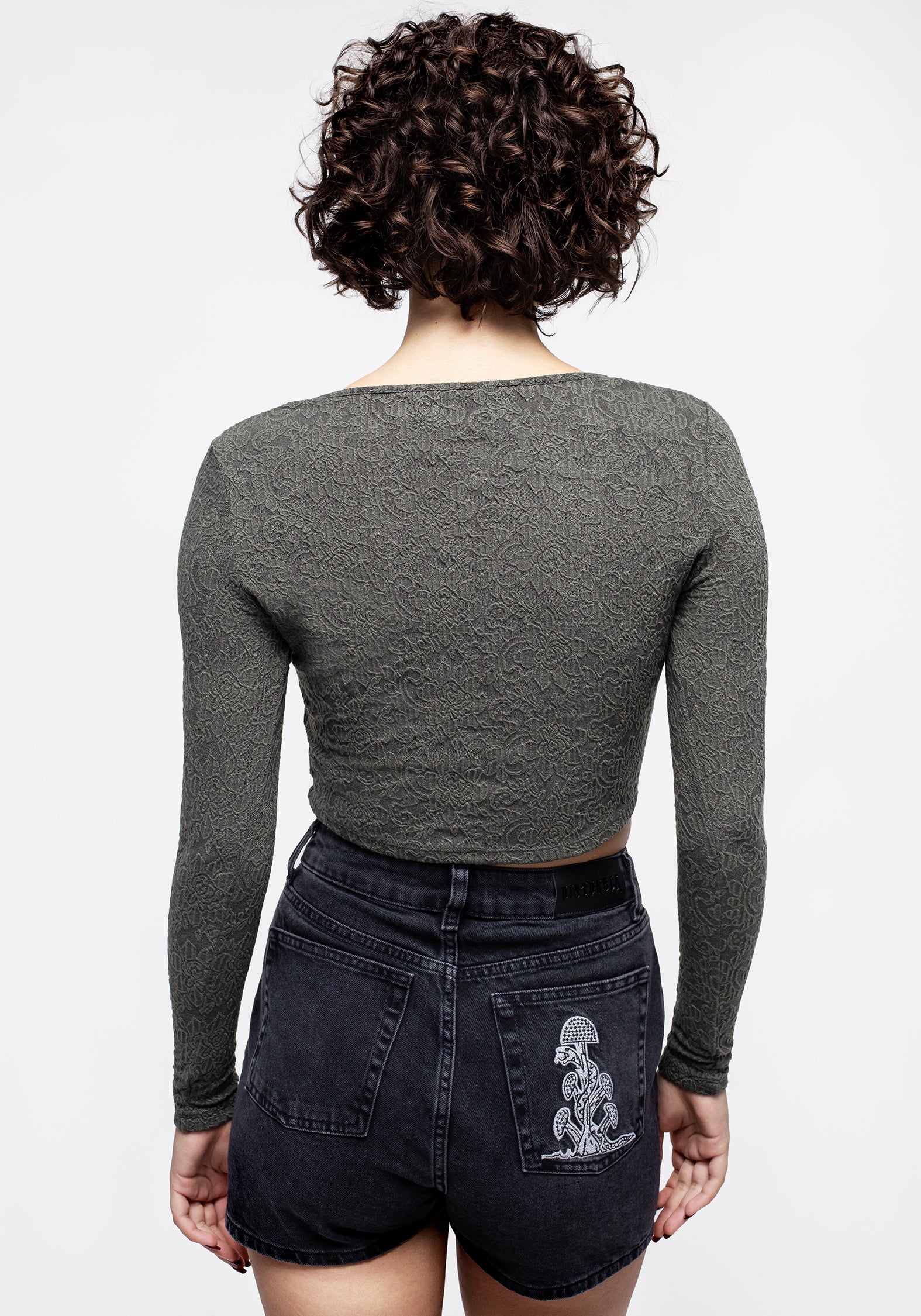 Laurel Lace Up Long Sleeve Crop Top Women's Fashion Blouse - Perfect for Date Night, Parties & Casual Outfits
