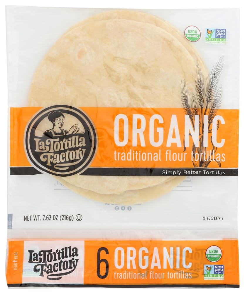 Organic Traditional Flour Tortillas by La Tortilla Factory - 7.62 Ounce (10 Pack) | Perfect for Tacos, Burritos & Wraps | Healthy, Non-GMO & USDA Certified