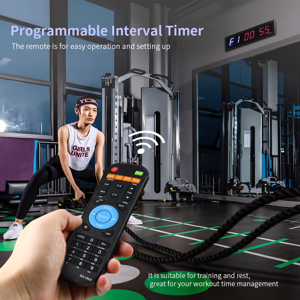 1.8 Inch Digital LED Interval Wall Clock - CrossFit Gym Timer, Sports Exercise Training Timer, Fitness & Kitchen Timer for Home, Gym, and Workouts