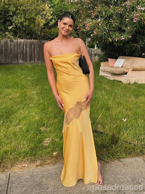 Elegant Yellow Mermaid Spaghetti Strap Long Prom Dress for Women - Formal Evening Gown for Homecoming, Wedding Guest, Cocktail Party & Special Occasions