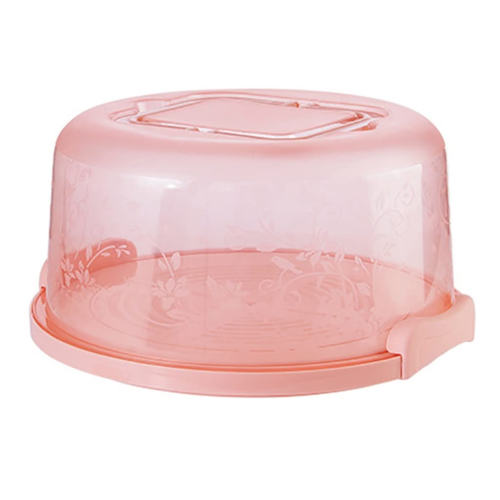 GANFANREN Portable Cake Storage Box with Handle - Round Baking Container for Birthday Party, Wedding, Kitchen & Home Supplies (Pink) | Perfect for Cake Transport, Dessert Display & Food Storage