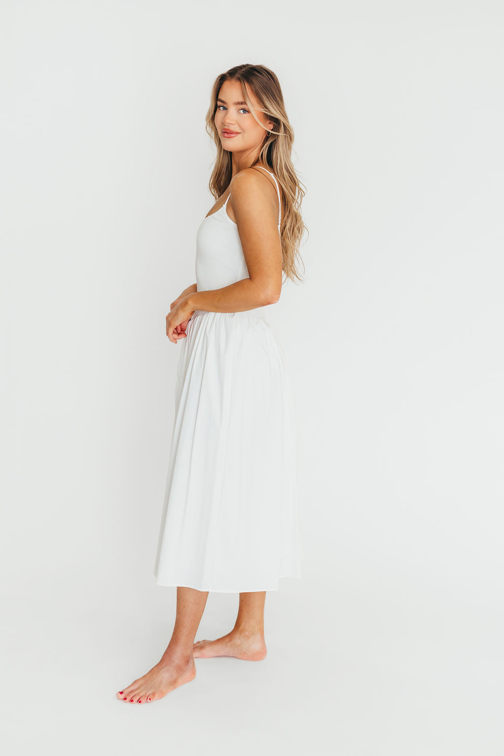Lucy Midi Dress in White - Elegant Floral Summer Dress for Women | Perfect for Weddings, Parties & Casual Outings
