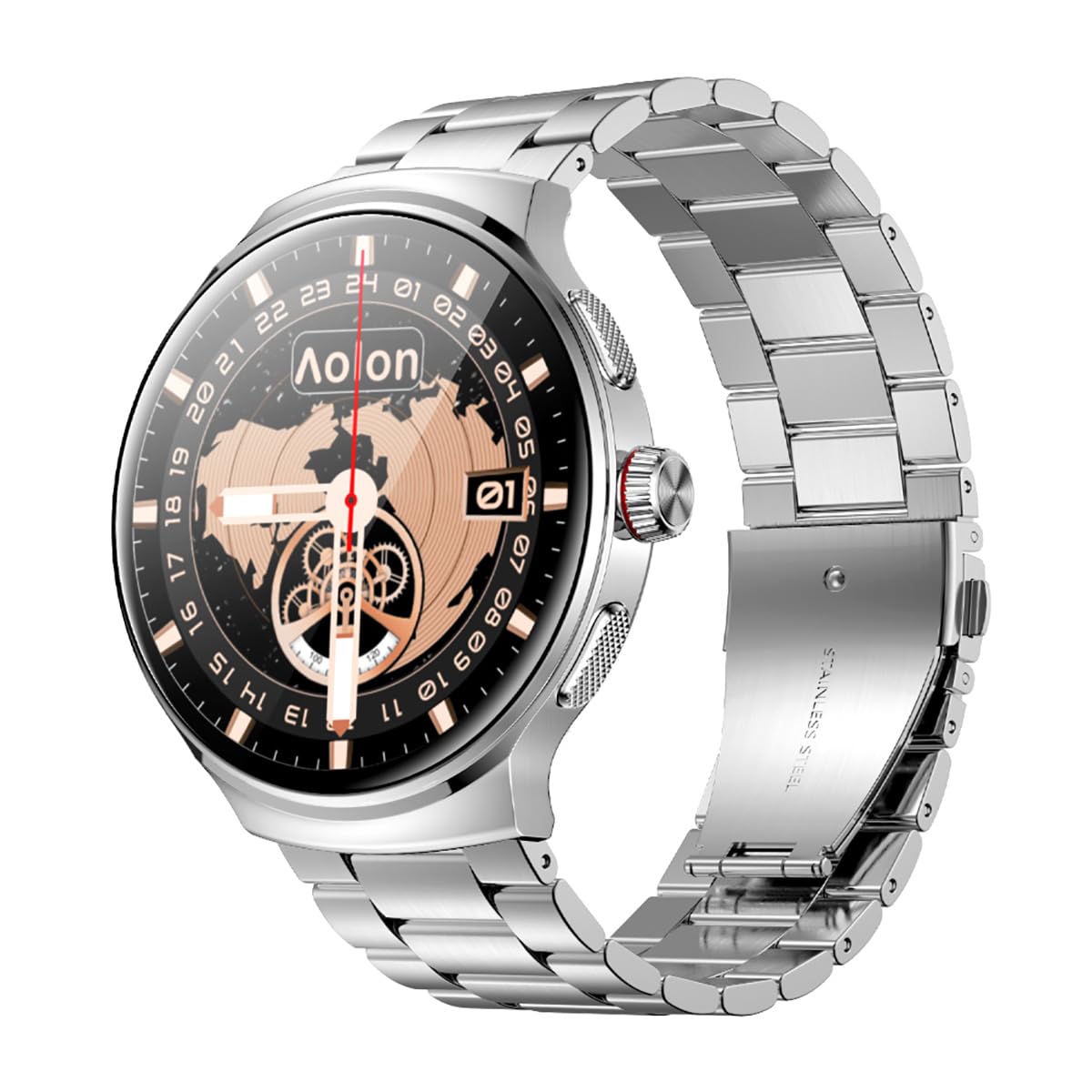 Prime3 Upgraded Stainless Steel Smart Watch for Men - 1.43'' AMOLED Display, Bluetooth 5.3, 100+ Sports Modes Fitness Tracker, IP68 Waterproof, Heart Rate & SpO2 Monitor, Compatible with Android & iOS | Perfect for Workouts, Running, Swimming & Daily Health Tracking