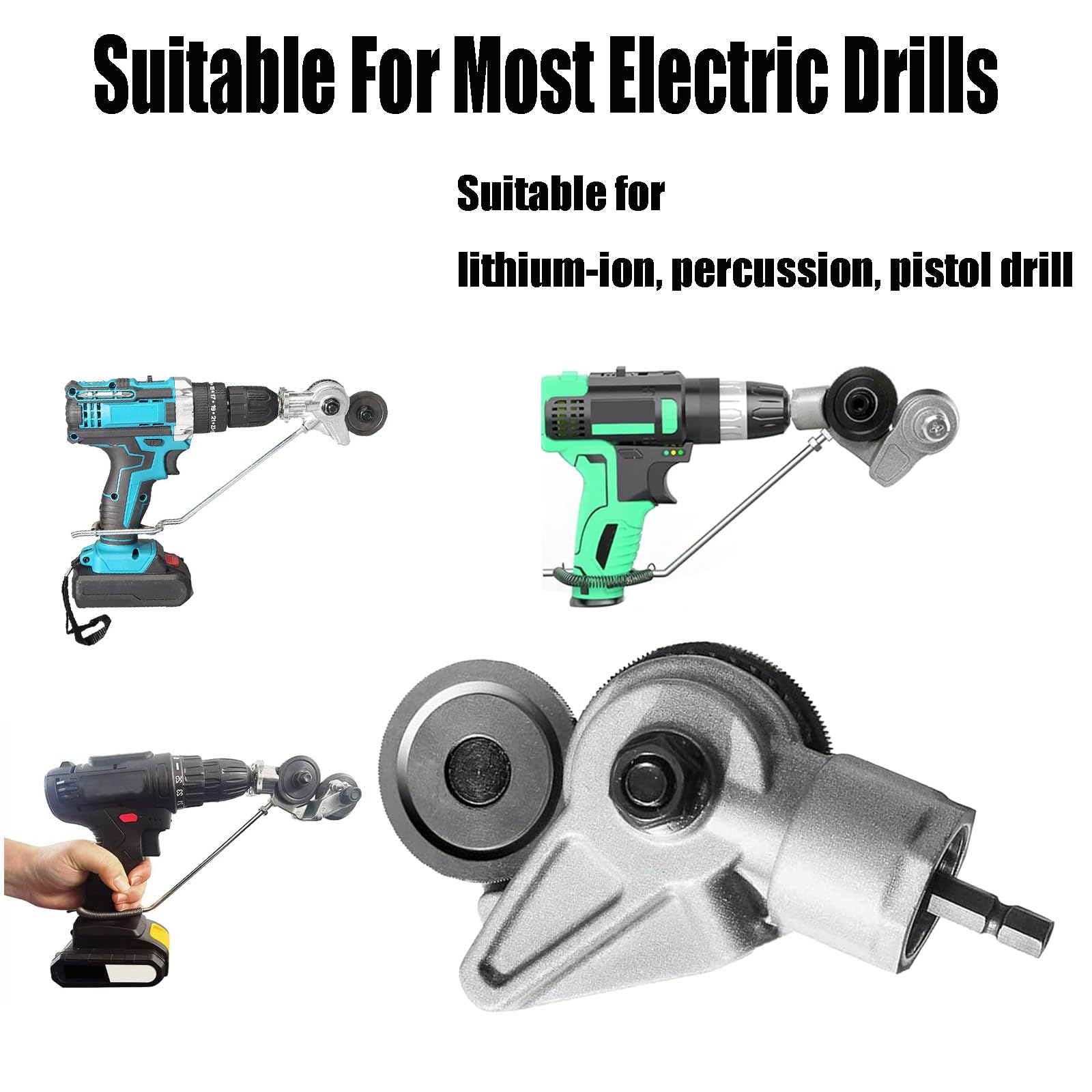 Electric Drill Metal Sheet Cutter Attachment - Heavy Duty Nibbler Shears Tool for Cutting Iron, Aluminum & Steel - Perfect for DIY Projects, Metalworking & Home Renovations