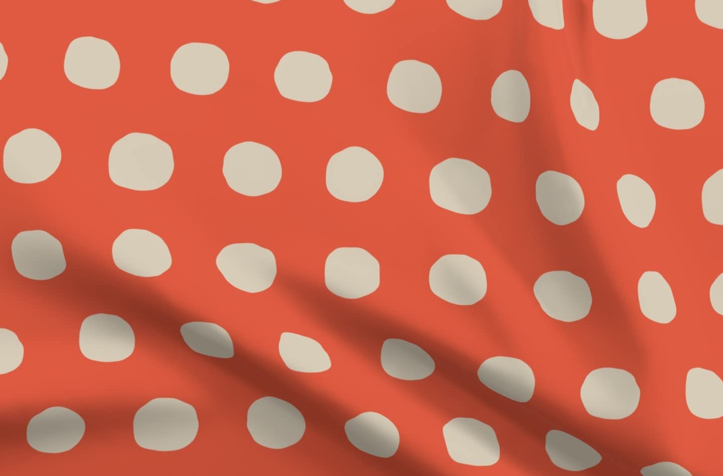Tangerine Orange Polka Dot Beige Printed Minky Fabric by Spoonflower - Fat Quarter for Sewing Baby Blankets, Quilt Backing & Plush Toys - Soft & Cozy DIY Craft Material