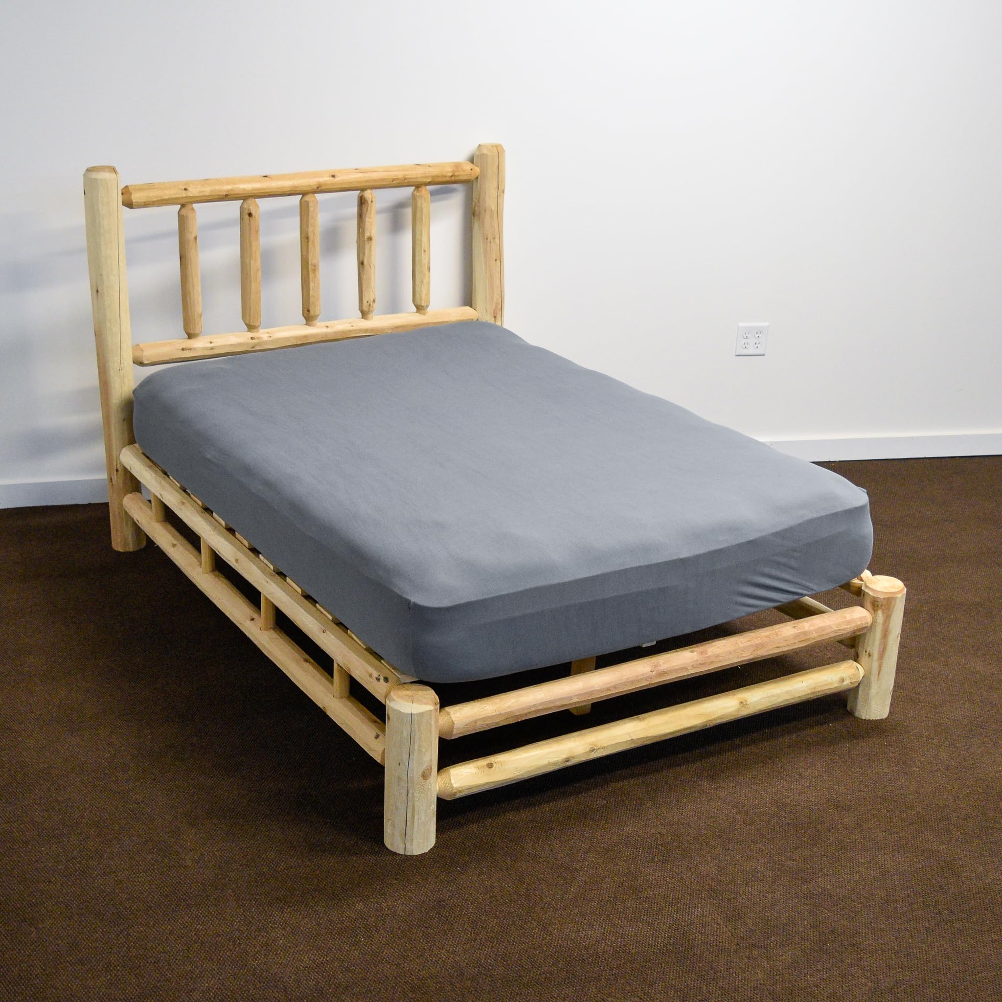 Unfinished White Cedar King Size Platform Bed - Solid Wood, Handcrafted by Amish in USA | Perfect for Rustic & Farmhouse Bedroom Decor