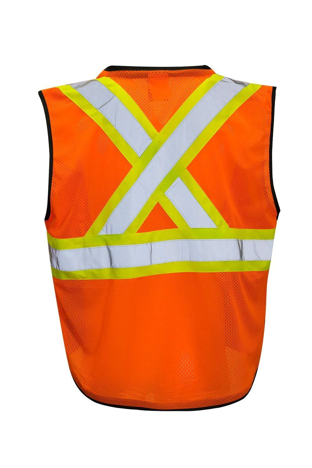 FORCEFIELD High Visibility Safety Vest with Front Zipper - Reflective Traffic Vest for Construction, Road Work & Emergency - ANSI Certified Tricot Polyester Vest (Model 022 TV18) - Ideal for Night Work, Cycling & Outdoor Safety