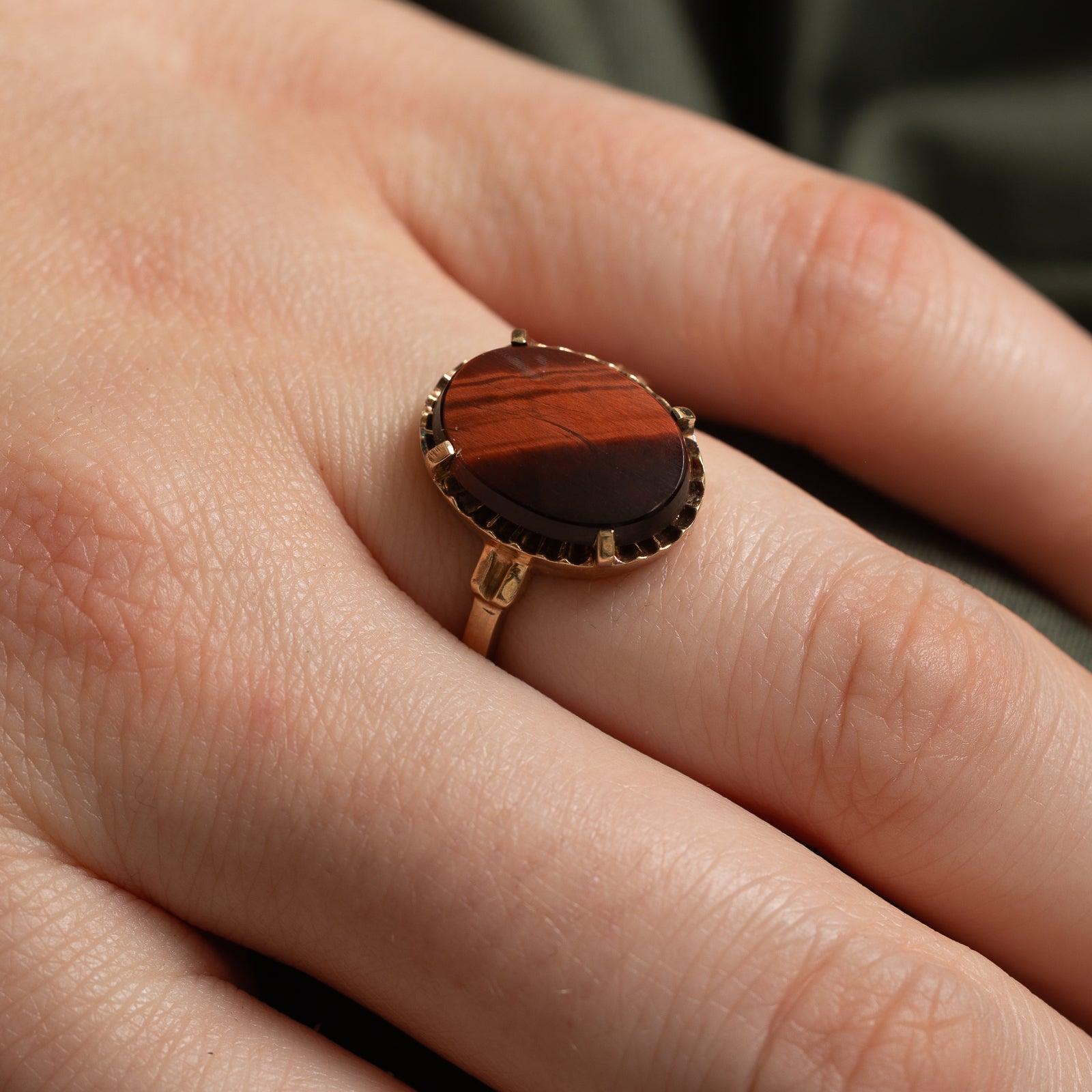 3.35ct Tiger's Eye Cocktail Ring - Size 6 | Elegant Statement Jewelry for Evening Parties & Special Occasions