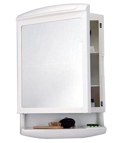 GRAZIA OBBO Wall Mount Bathroom Cabinet with Mirror - White ABS Medicine Storage Organizer for Makeup & Toiletries | Single Door Bathroom Shelves | Perfect for Small Spaces & Apartment Bathrooms