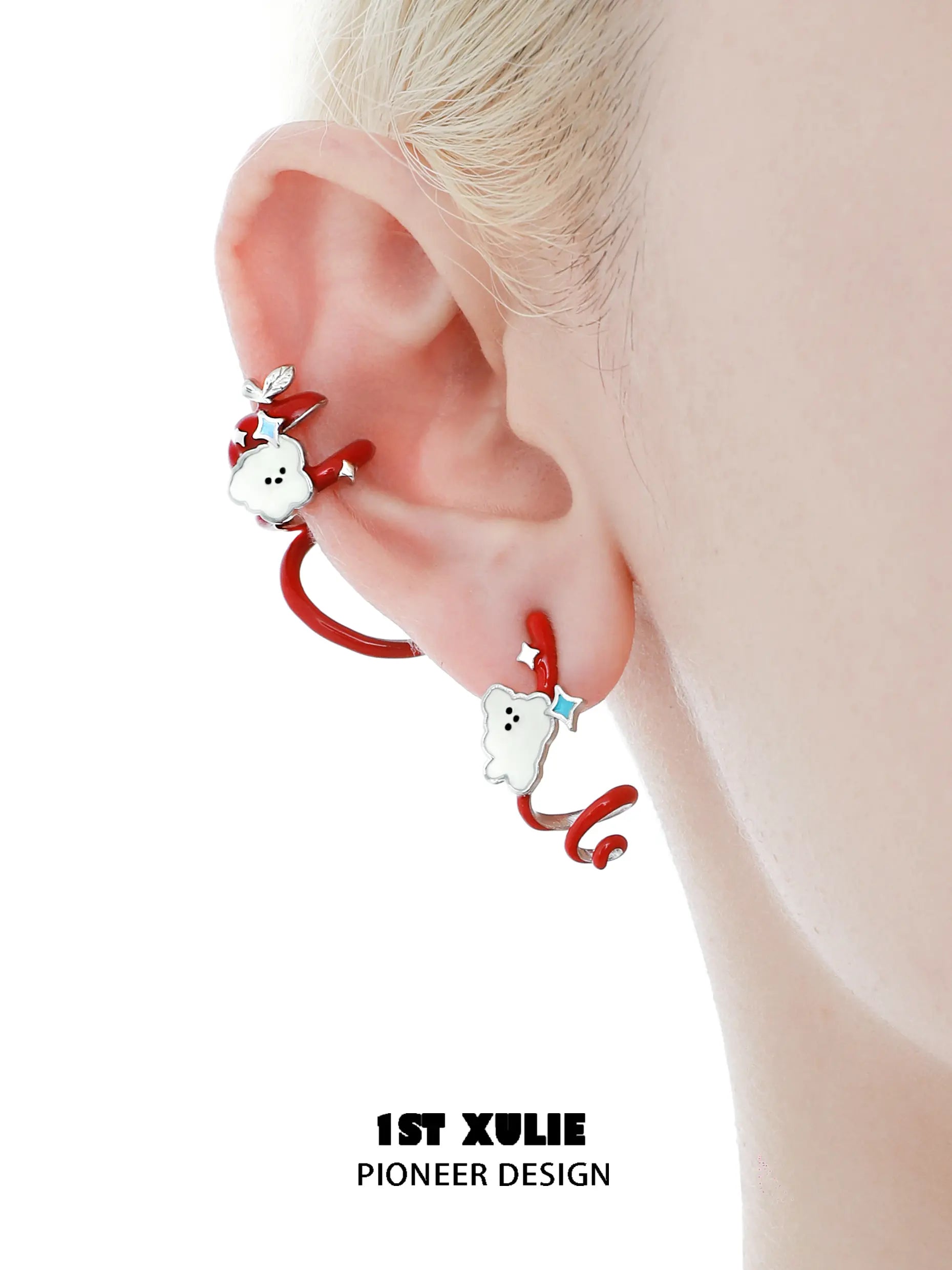 18k Platinum Plated Cyclone Apple EarHook Earrings for Women - Trendy Dangle Ear Clips for Casual Wear, Parties & Gift Giving