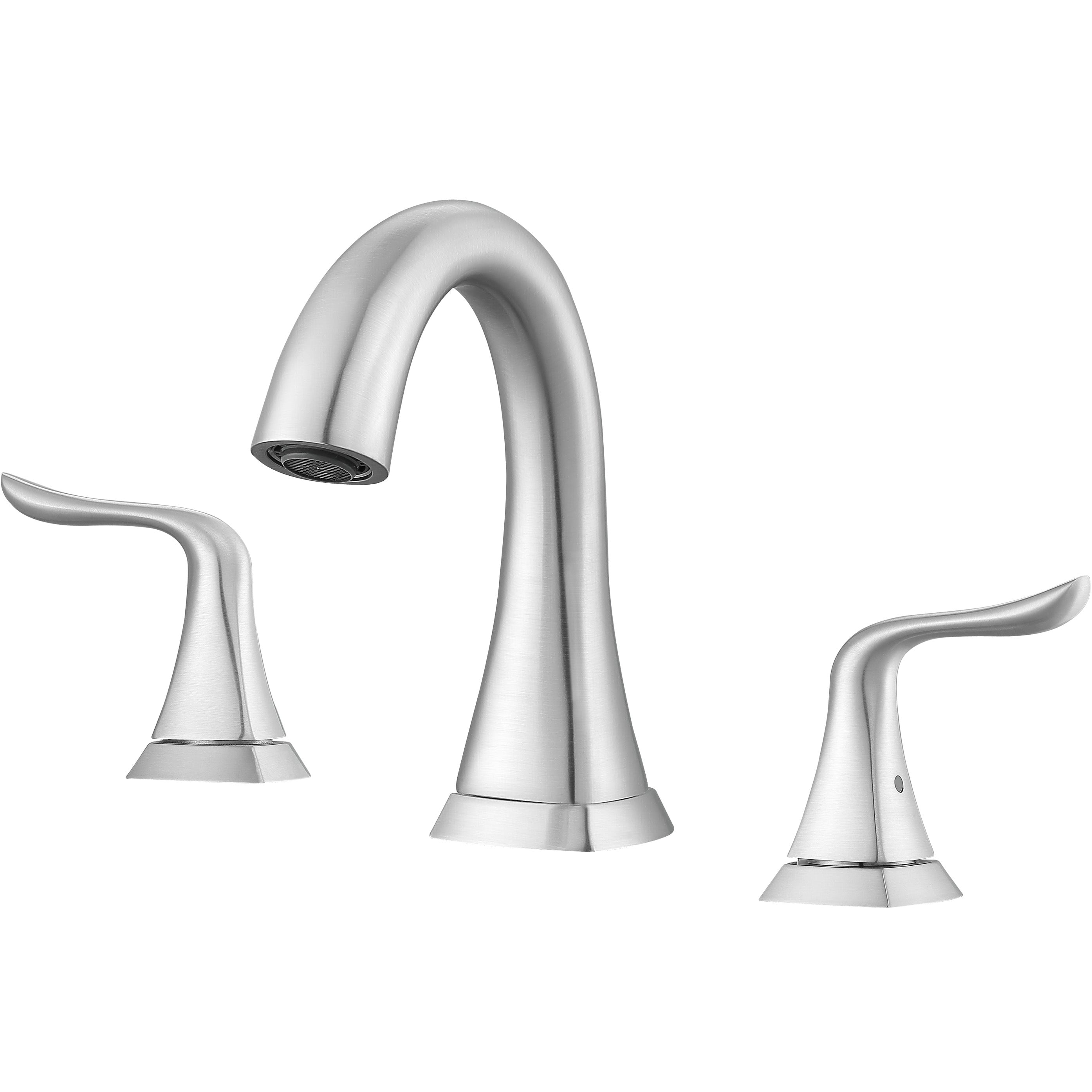 Scarlett Widespread Bathroom Faucet in Brushed Nickel Finish - Modern Waterfall Bathroom Sink Faucet for Vanity, Powder Room & Guest Bath Installation