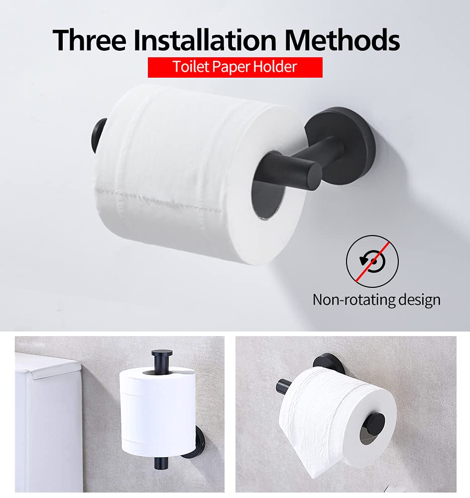 Premium Matte Black Toilet Paper Holder & Towel Ring Set - Heavy Duty Stainless Steel Bathroom Hardware Kit with Mounting Hardware - Modern Towel Hanger for Bathroom & Kitchen Decor (2-Piece Set) - Perfect for Small Spaces & Guest Bathrooms