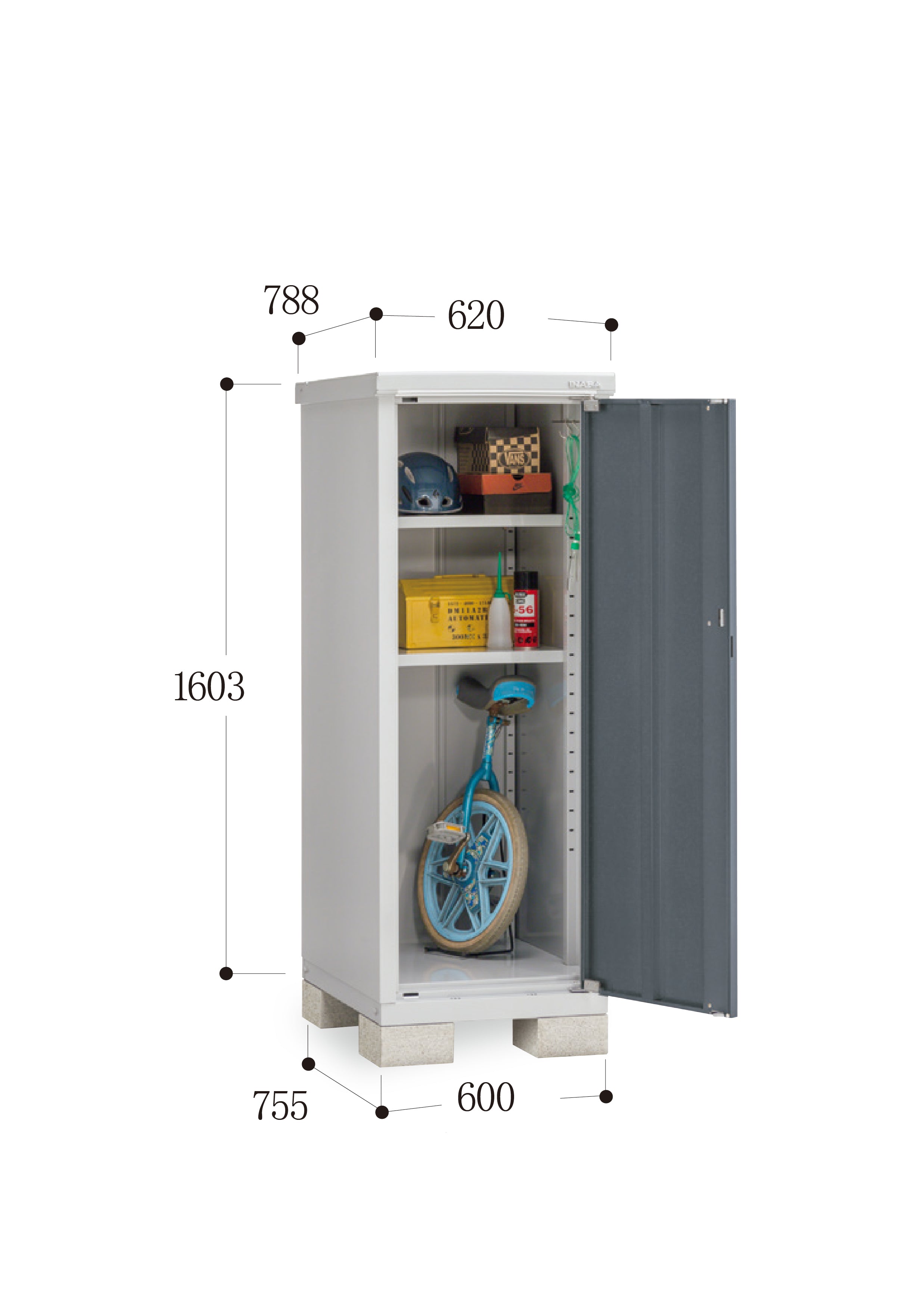 Pre-Order Inaba Outdoor Storage Cabinet BJX-067D - 62x78.8x160.3cm (0.783m³ Capacity) - Weatherproof Garage & Patio Storage Solution for Tools, Gardening Supplies & Outdoor Equipment