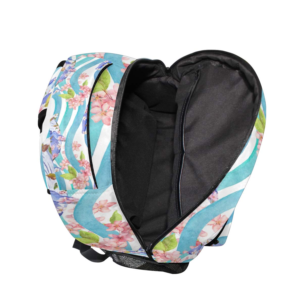 Shark Print Floral Blue Stripe Backpack - Large Waterproof Durable School Bag for Students, Teens, Boys & Girls - Laptop Bookbag for Elementary, College & Travel - Perfect for School, Work & Outdoor Adventures