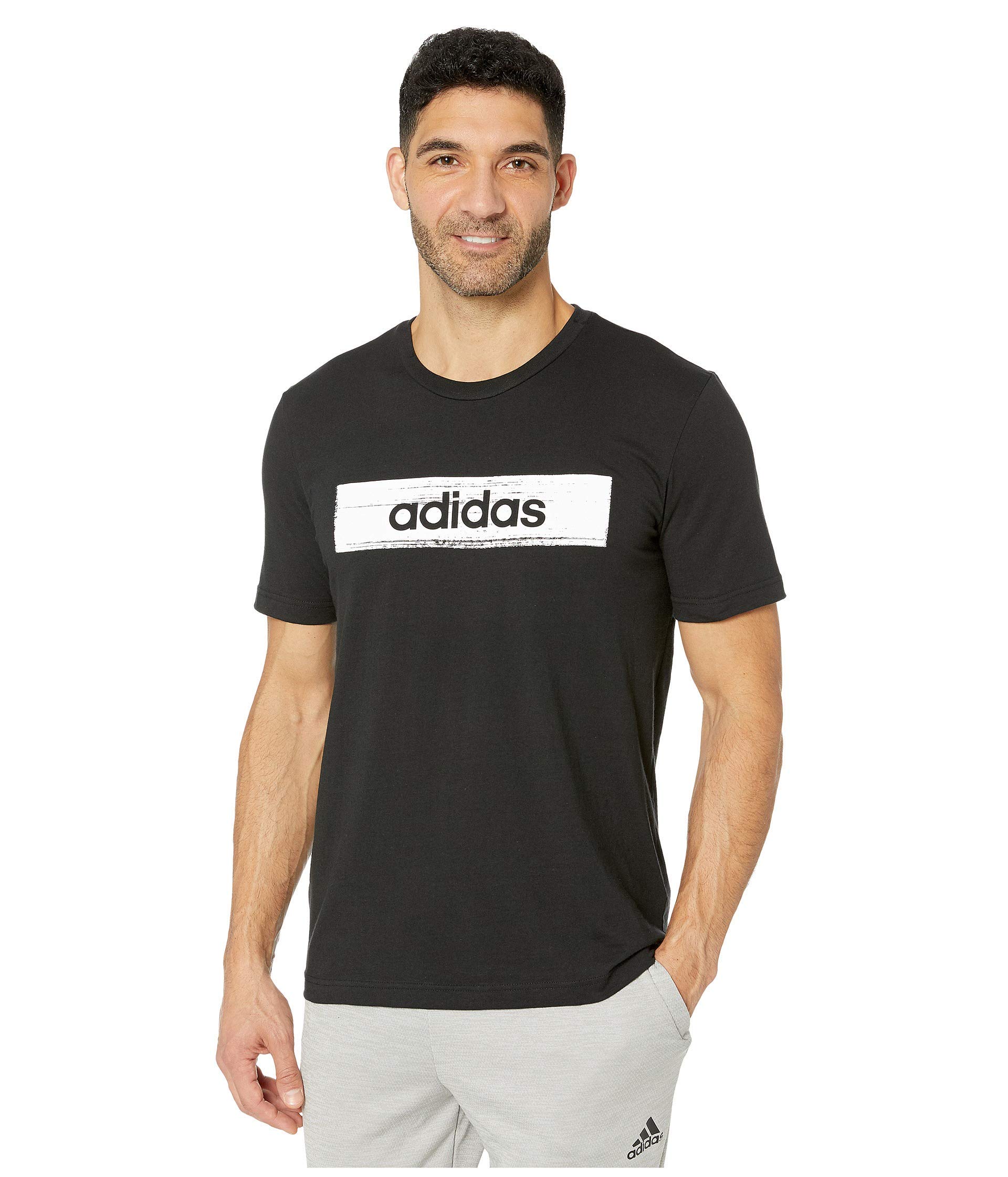 Adidas Men's Box Logo Graphic T-Shirt - Casual Cotton Short Sleeve Tee for Streetwear, Gym & Everyday Wear