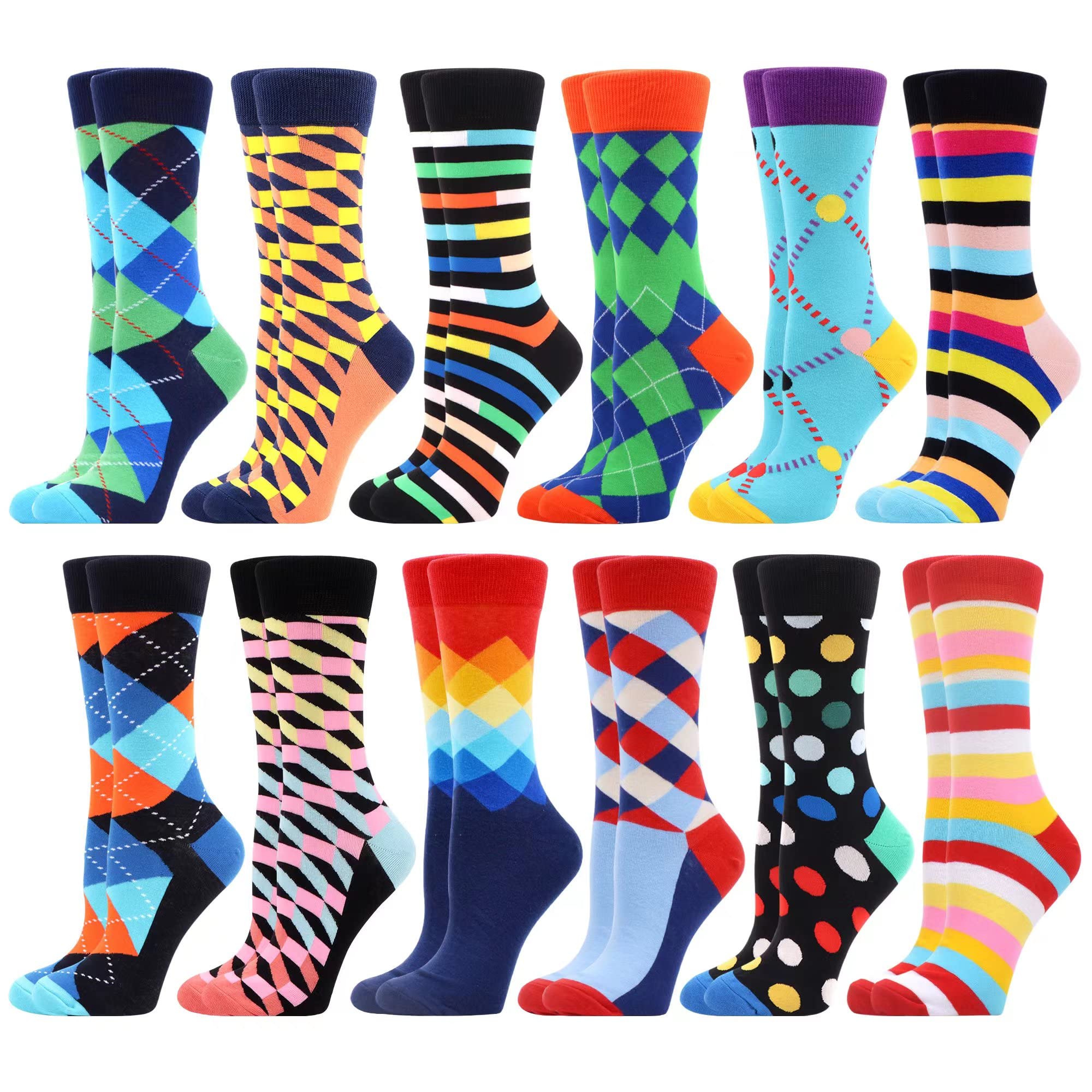 WeciBor Women's Funny Casual Crew Socks - 6 Pairs Pack - Soft Combed Cotton - Cute & Comfortable for Everyday Wear, Workout, or Gifts