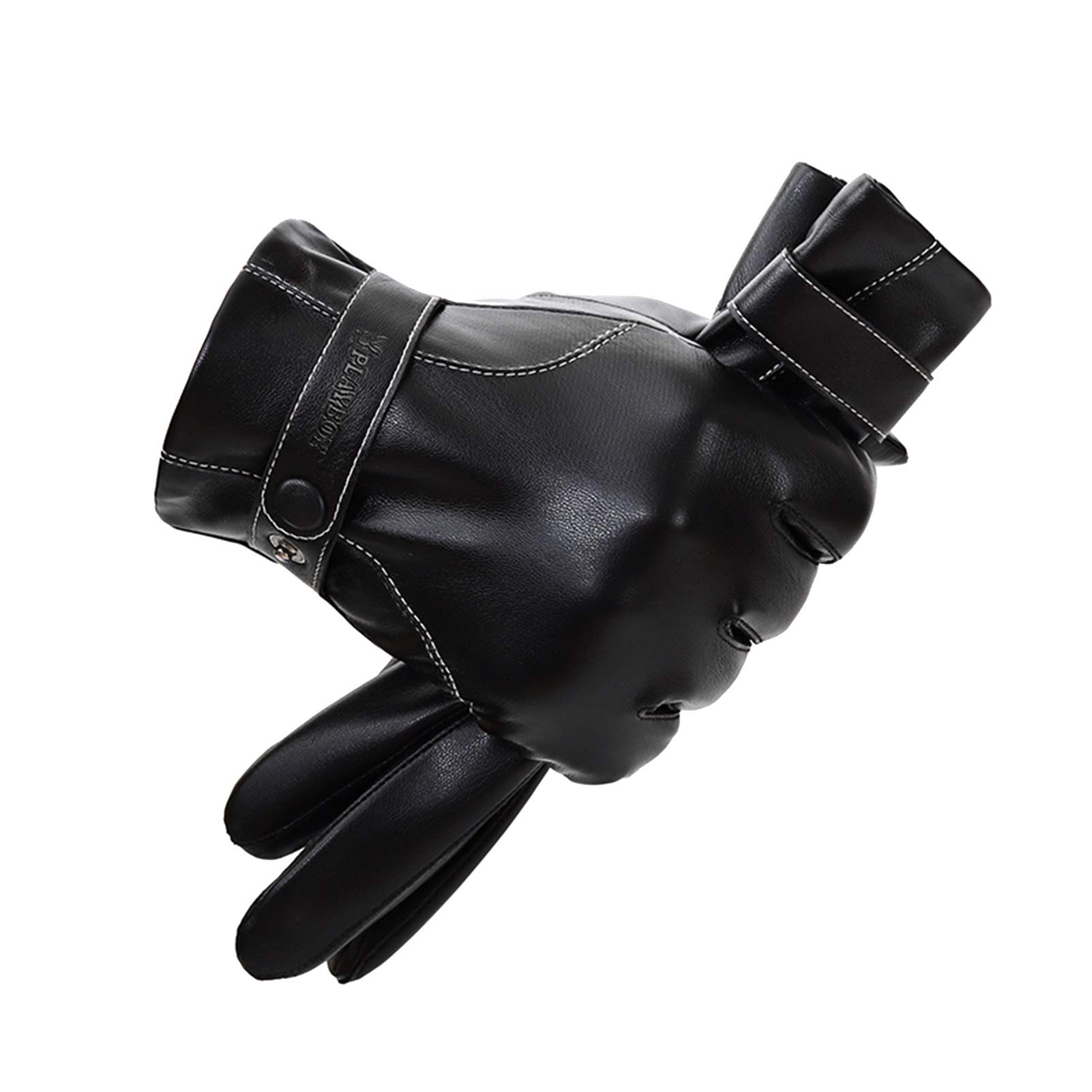 Men's Leather Touch Screen Winter Gloves - Windproof, Waterproof & Warm Driving & Outdoor Gloves for Cold Weather - Perfect for Skiing, Hiking & Daily Commute