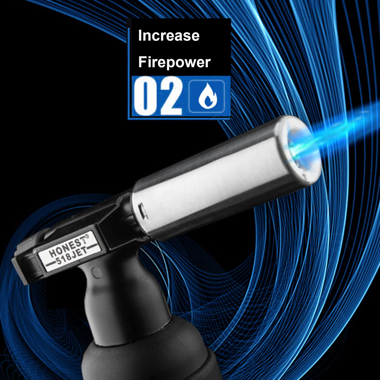 HB1 Butane Torch - Adjustable Refillable Windproof Metal Welding Lighter with Safety Lock | Large Direct Spray Gun for Outdoor Cooking, Soldering, DIY Projects & More