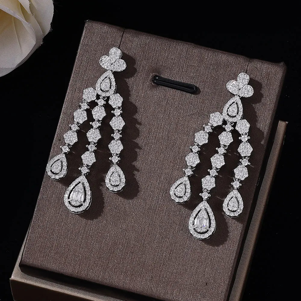 4-Piece Cubic Zirconia Bridal Jewelry Set - Elegant Wedding Necklace & Earrings for Dubai & Nigerian Brides | Perfect for Weddings, Anniversaries & Special Occasions