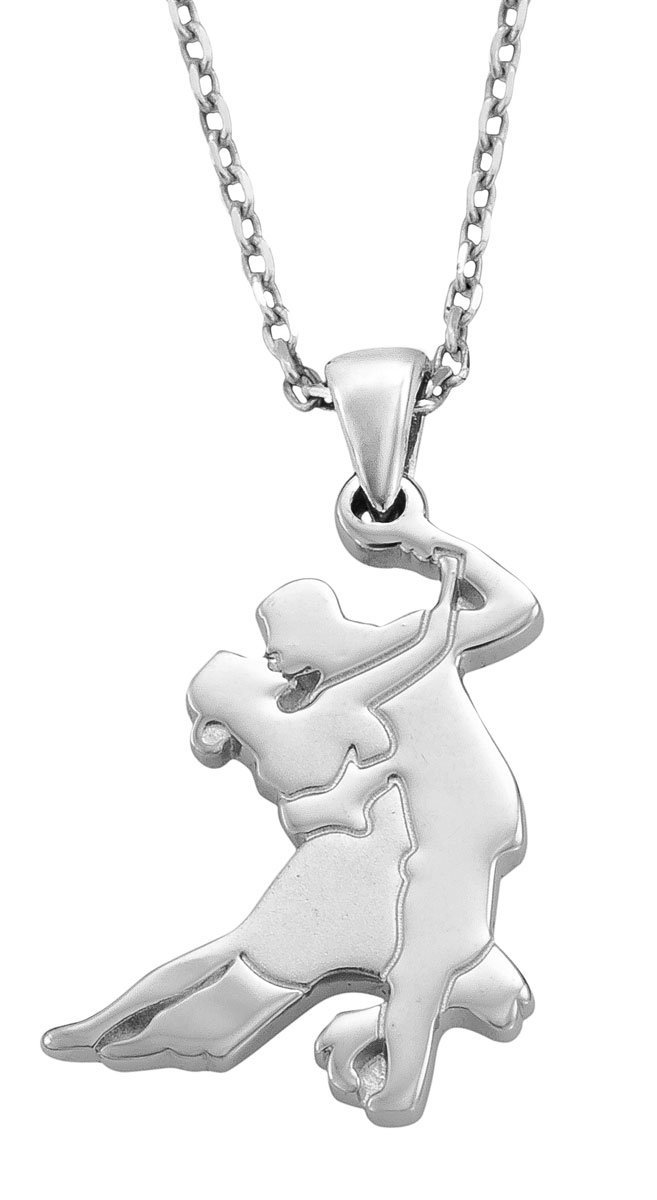 Coquí el Original .925 Sterling Silver Salsa Dancers Pendant Necklace - 18 Inch Chain - Perfect for Latin Dance Performances & Cultural Events
