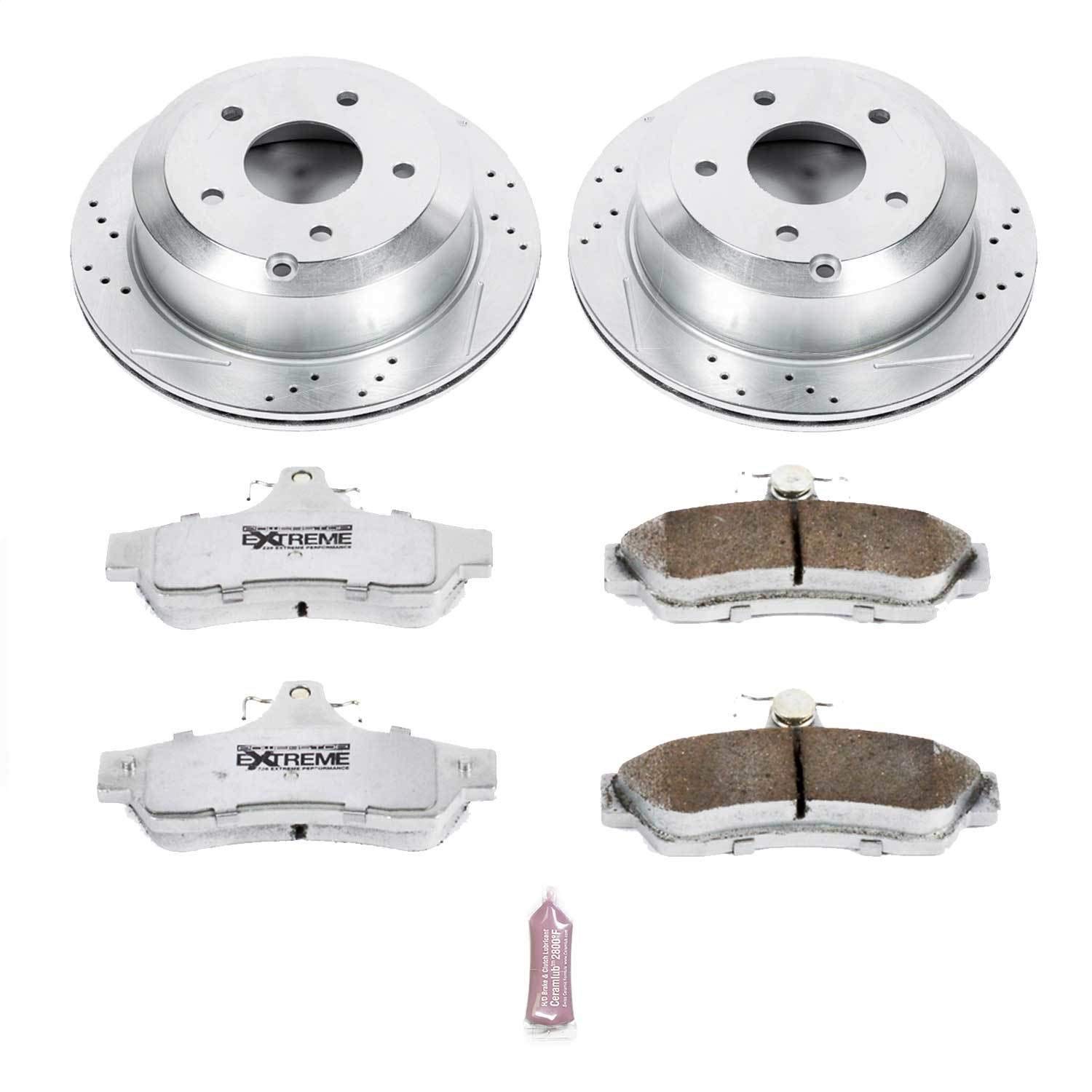 Power Stop K1601-26 Z26 Carbon Fiber Brake Pads & Drilled Slotted Rotors Kit for 2005-2006 Pontiac GTO - High Performance Braking System for Street Racing & Daily Driving