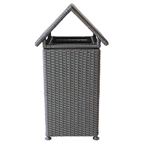 PE Rattan Woven Outdoor Trash Can - Large Waterproof Dustbin for Park, Garden, Hotel, Pub & Club - Durable Waste Bin for Community Areas & Commercial Spaces