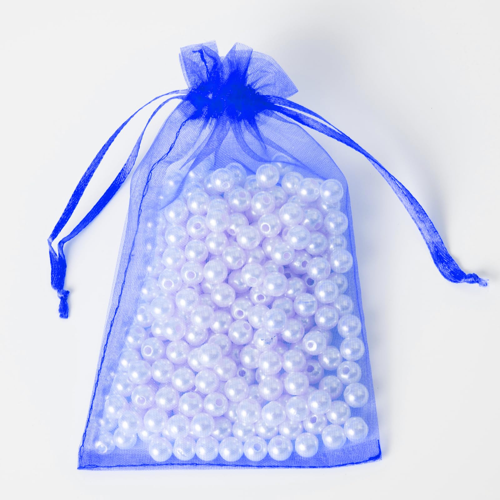 100PCS 4x6 Inches (10x15cm) Blue Organza Drawstring Bags - Small Mesh Gift Bags for Jewelry, Soaps, Makeup & Party Favors | Wedding, Birthday, Baby Shower & Holiday Packaging Supplies