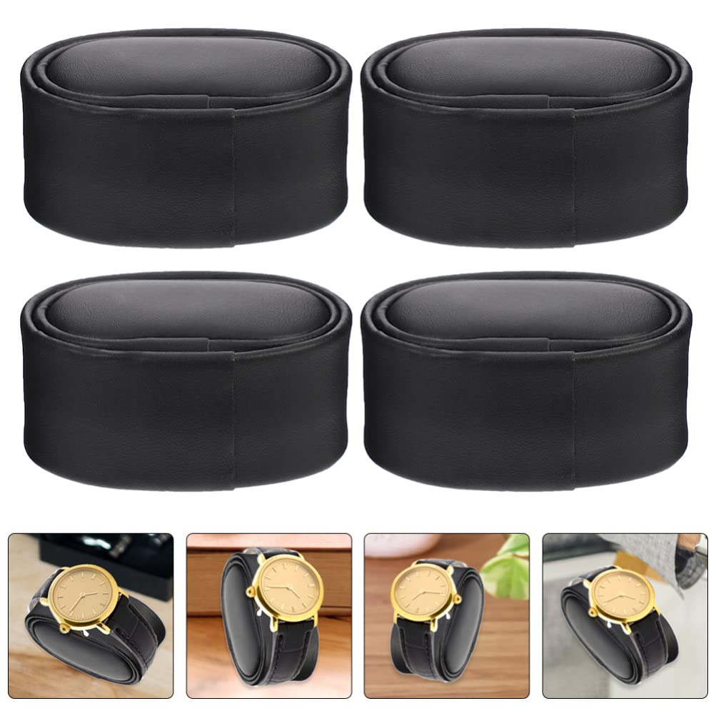 iBasenice 4-Piece PU Leather Watch Pillows - Small Bracelet & Automatic Watch Winder Pillows for Jewelry Display, Watch Box Storage (Black) | Perfect for Watch Collectors, Jewelry Organizers & Luxury Watch Storage Cases