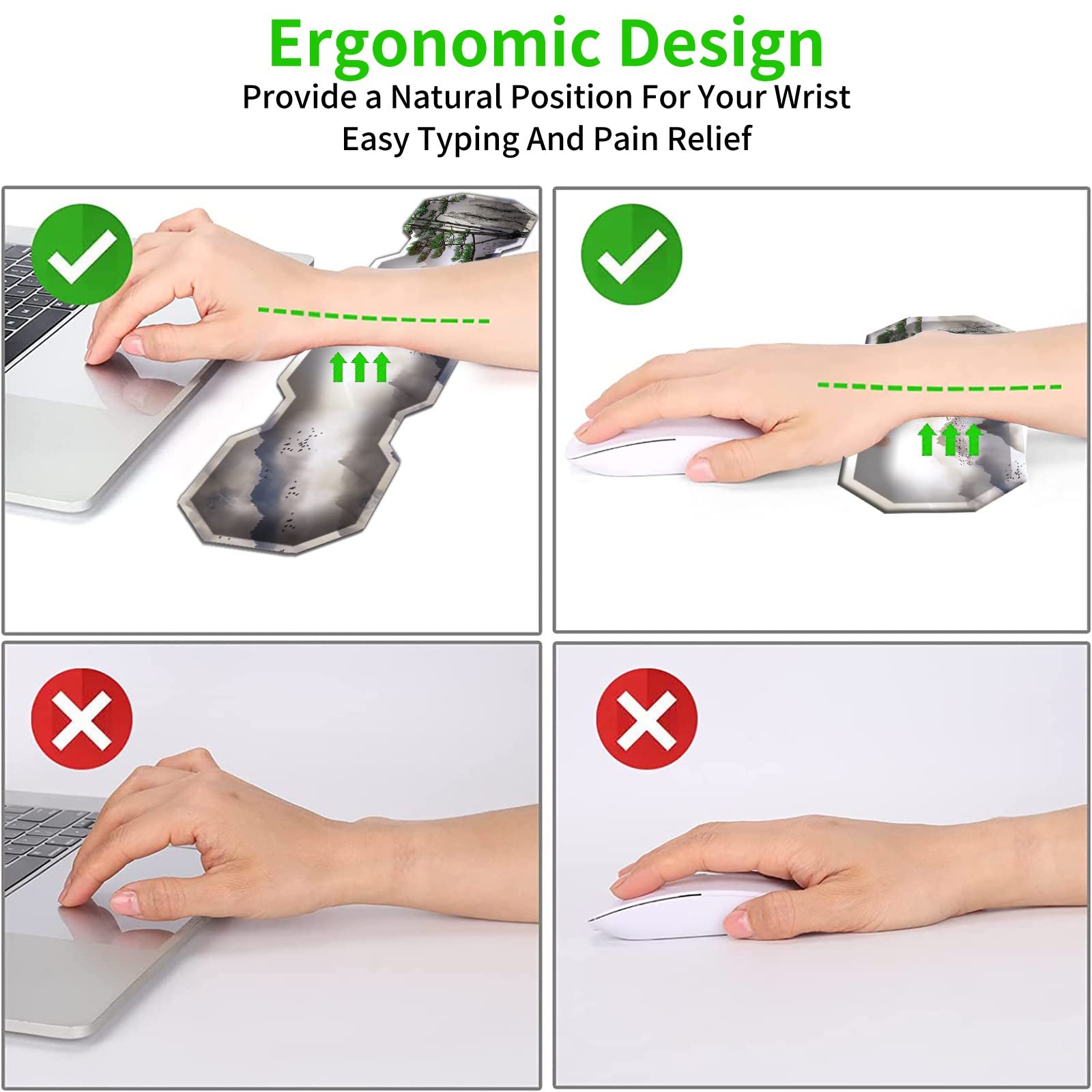 Large Gaming Mouse Pad Set - 4-in-1 Non-Slip Desk Mat with Wrist Rest for Office & PC Gaming (31.5
