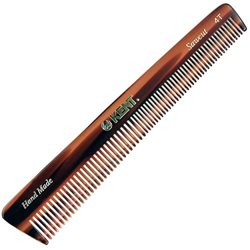 Kent 4T 6 Inch Double Tooth Hair Comb for Men & Women - Fine & Wide Tooth Styling Comb for Hair, Beard & Mustache - Grooming Comb for All Hair Types (Coarse/Fine) - Made in England - Perfect for Daily Styling, Salon Use & Travel Essentials
