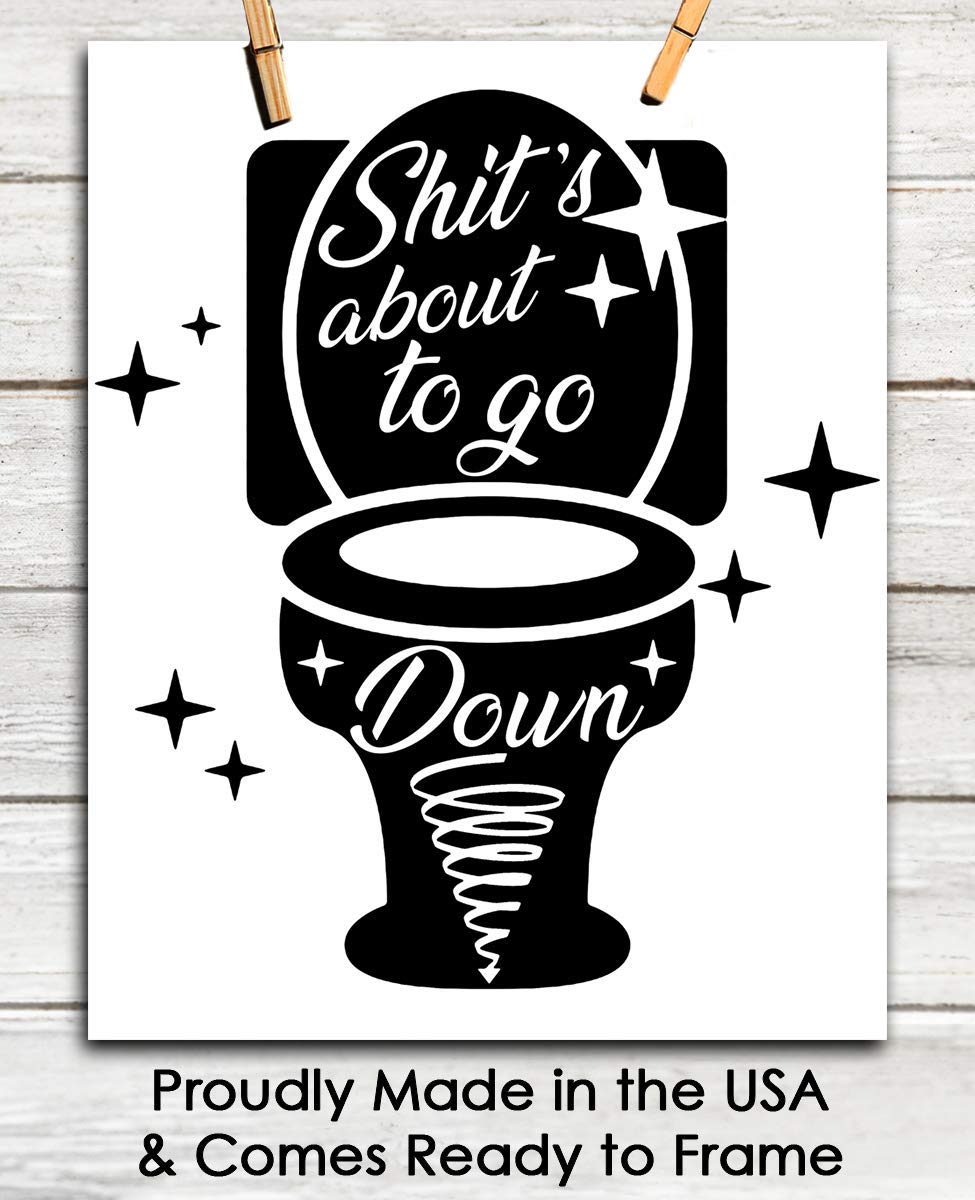 Funny Farmhouse Bathroom Wall Art - 8x10 Unframed Print for Home Decor