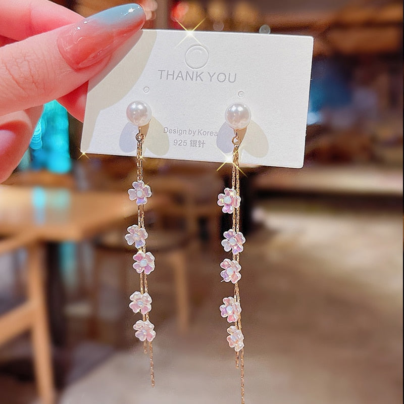 Elegant Women's Long Pearl Tassel Drop Earrings - Perfect for Weddings, Parties & Special Occasions