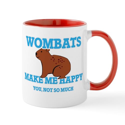 White/Red Inside - Wombats Make Me Happy Mugs