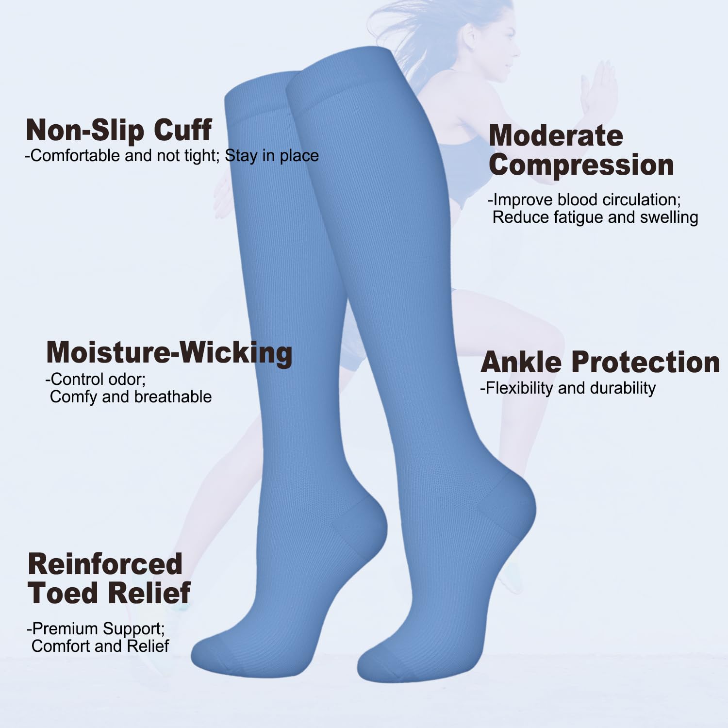 15-20mmHg Graduated Compression Socks for Women & Men - Medical Support Stockings for Nurses, Athletes, Travel & Flights - Improve Circulation & Reduce Swelling