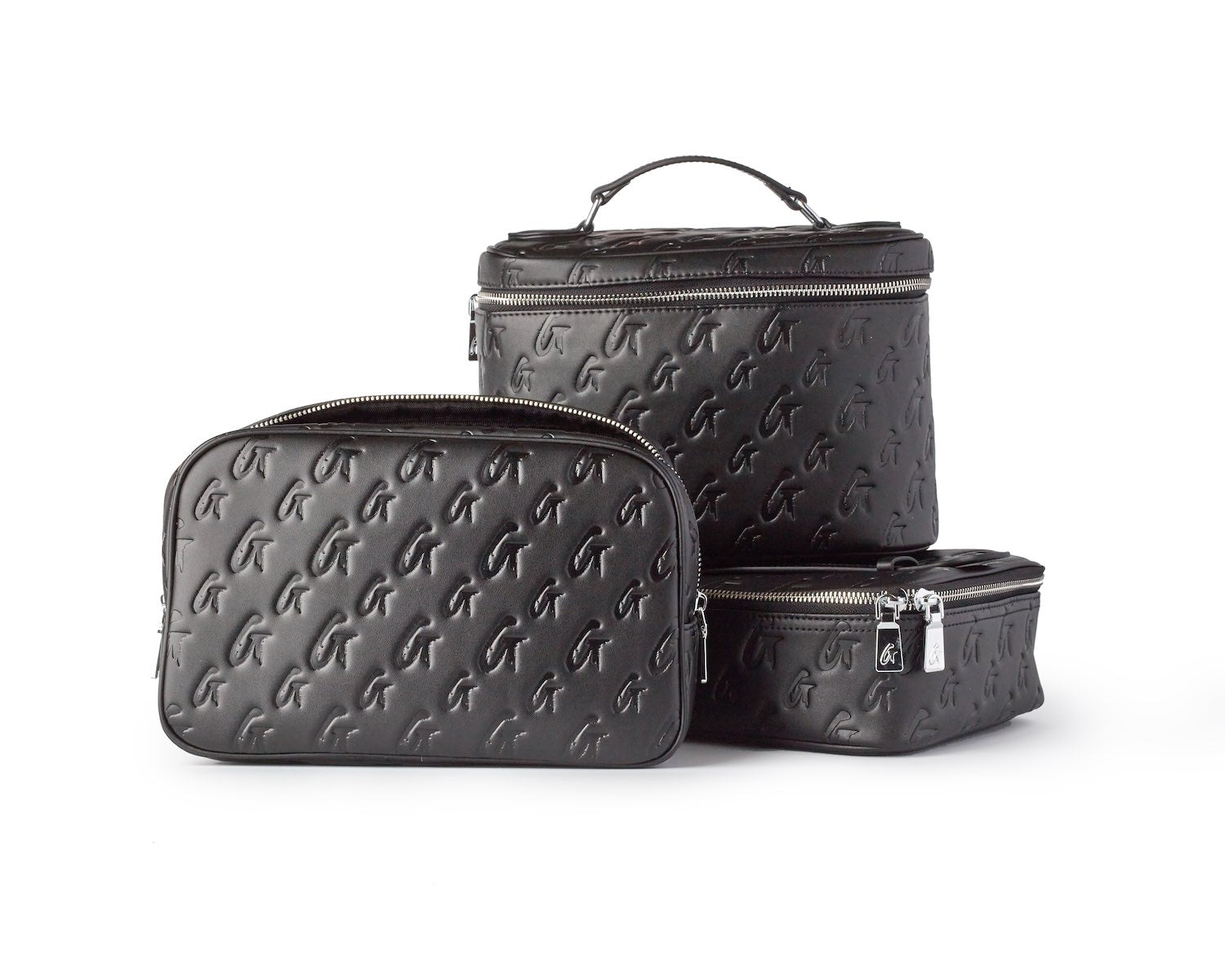 MEDIUM MONOGRAM TOILETRY BAG - Waterproof Travel Cosmetic Organizer for Women & Men, Perfect for Gym, Vacation & Weekend Getaways - Black
