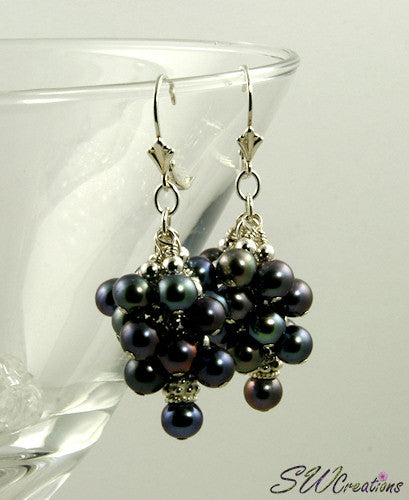 Exquisite Majolica Peacock Pearl Cluster Beaded Earrings for Women | Vintage Bohemian Jewelry | Perfect for Weddings, Parties & Special Occasions