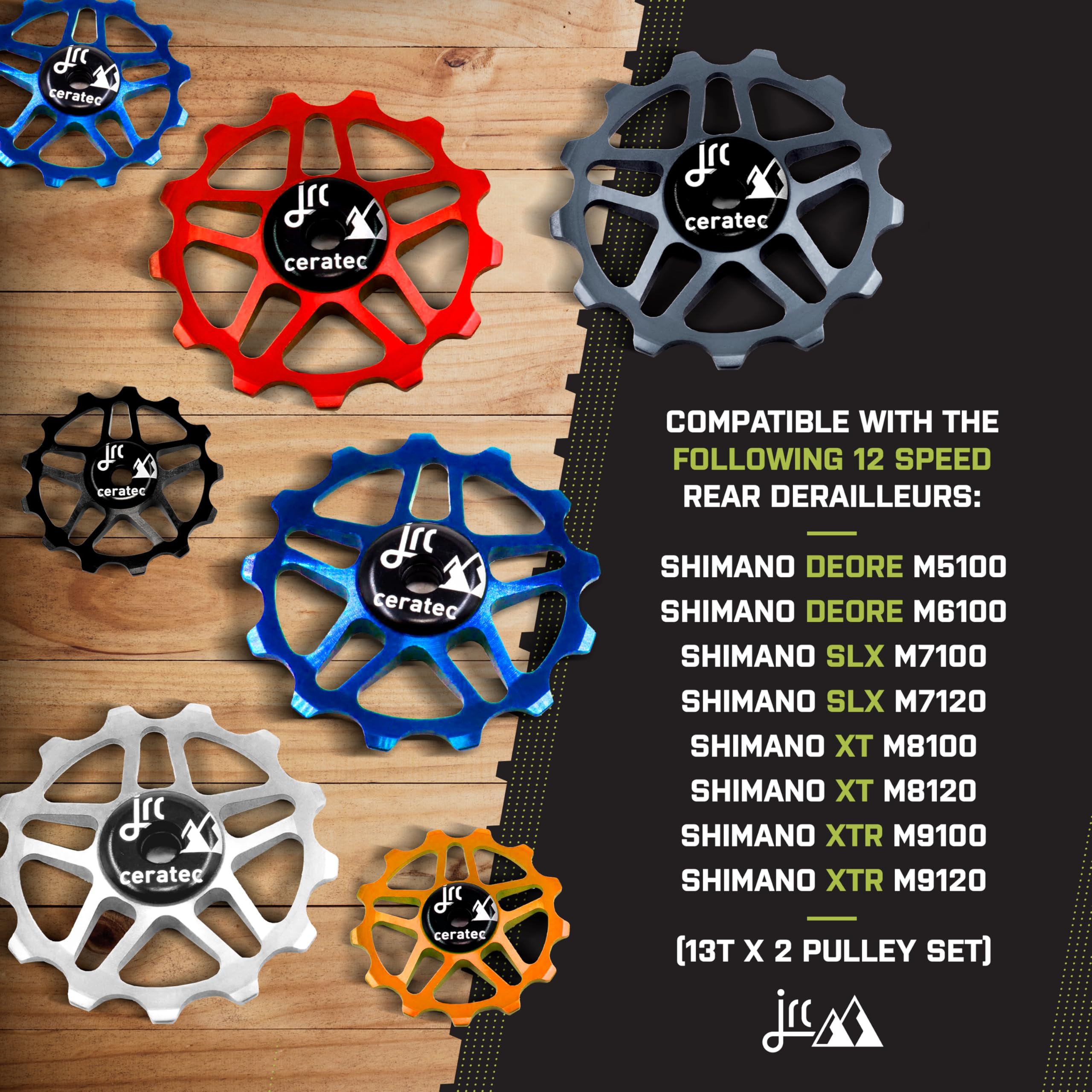 Shimano MTB 12SPEED 13T Jockey Wheels Pair - Ceramic Derailleur Pulley Wheels with Hybrid Ceramic Bearings for Smooth Shifting | Perfect for Mountain Biking, Trail Riding & Off-Road Cycling