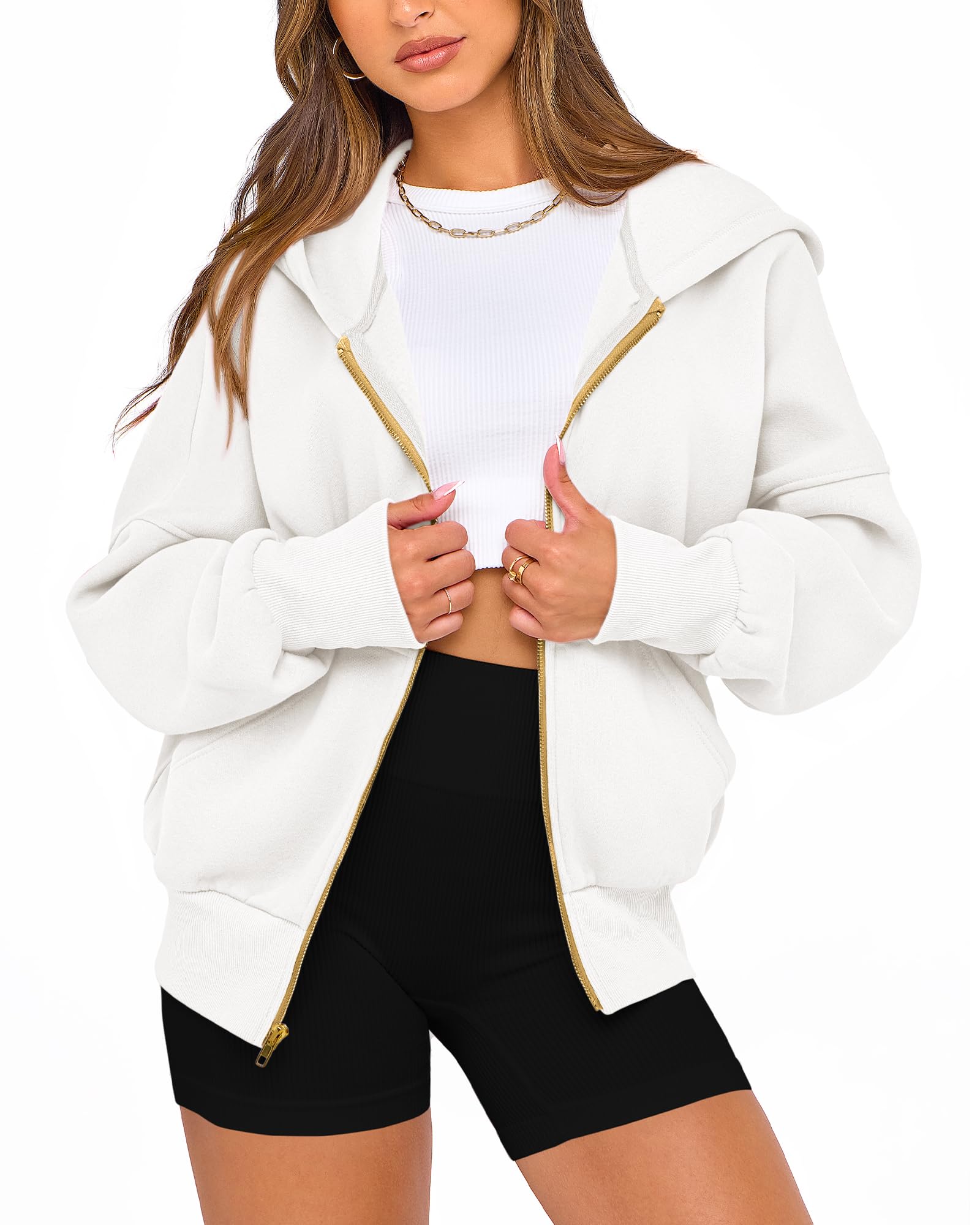 BTFBM Women's Zip Up Hoodies - Long Sleeve Fleece Sweatshirt | Y2K Trendy Hooded Jacket for Fall Winter 2025 | Casual Outfit, Streetwear Fashion, Loungewear
