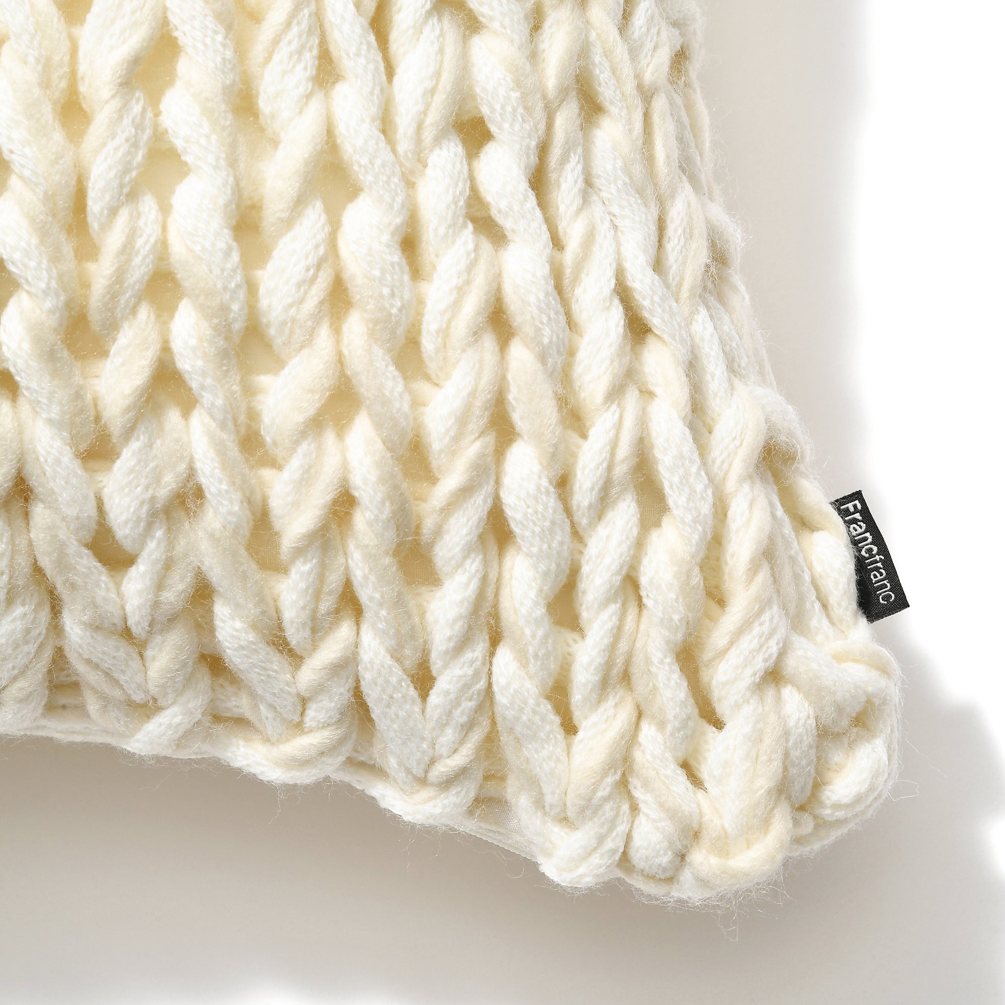 Soft Knit Mohair-Like Cushion Cover 45x45cm - White & Ivory - Cozy Home Decor for Living Room, Bedroom, or Nursery