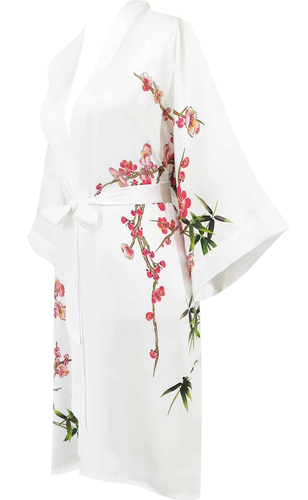Women's 100% Silk Kimono Robe - Short Sleeve Bathrobe & Pajama Set for Spa, Lounge & Sleepwear | Luxury Lightweight Kimono Pajamas for Relaxation at Home
