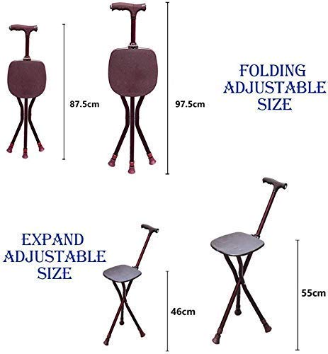 Foldable Walking Stick with Seat & Light - Non-Slip Cane for Elderly & Hiking - Portable Mobility Aid for Outdoor Activities & Daily Support