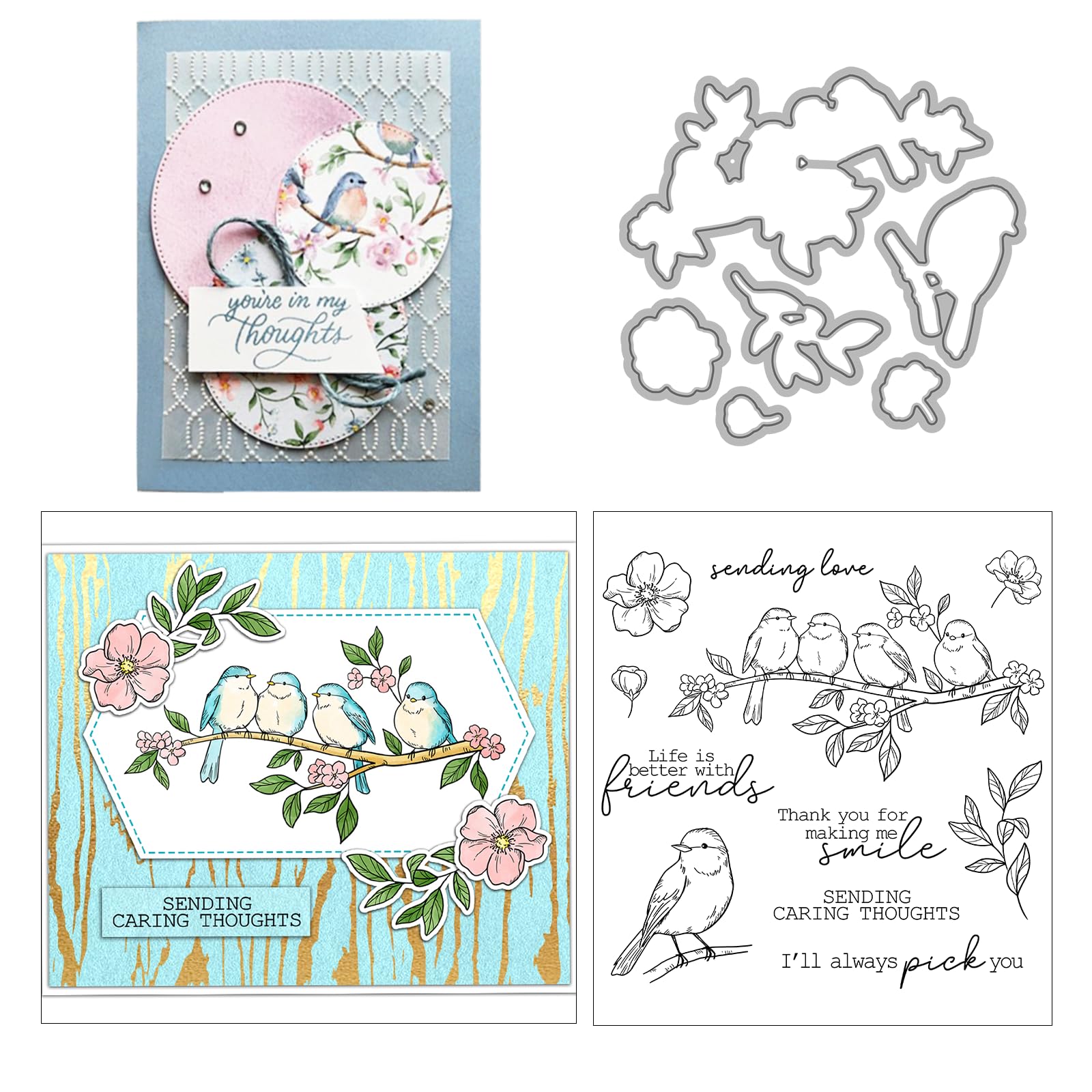 2024-2025 Bird Theme Clear Silicone Stamps and Metal Cutting Dies Set - DIY Scrapbooking, Greeting Cards, Paper Albums for Holidays, Birthdays & Home Decor | Perfect for Crafting, Card Making and Gift Wrapping Projects